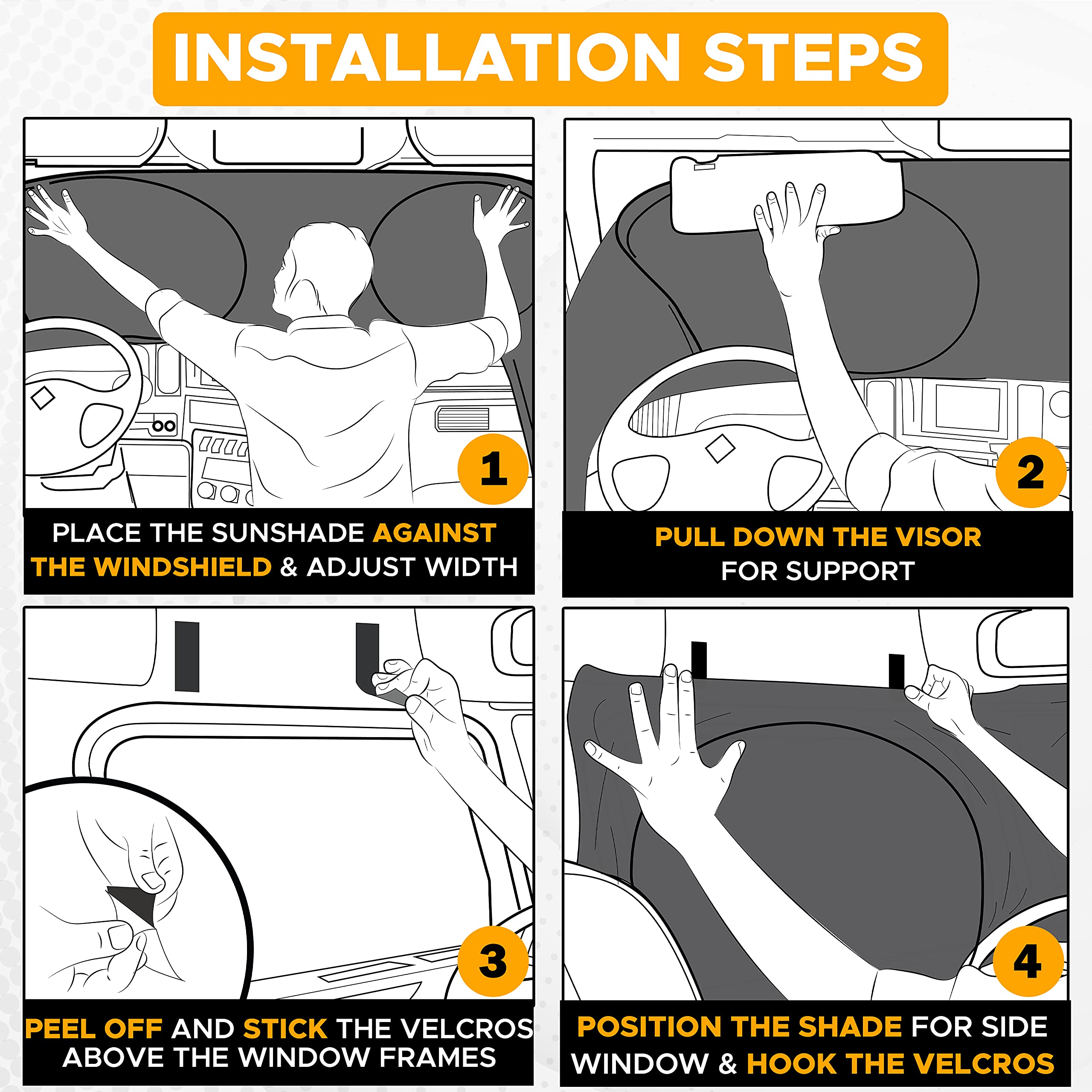 Semi Truck Sunshade Easy Install for Windshield and Sides