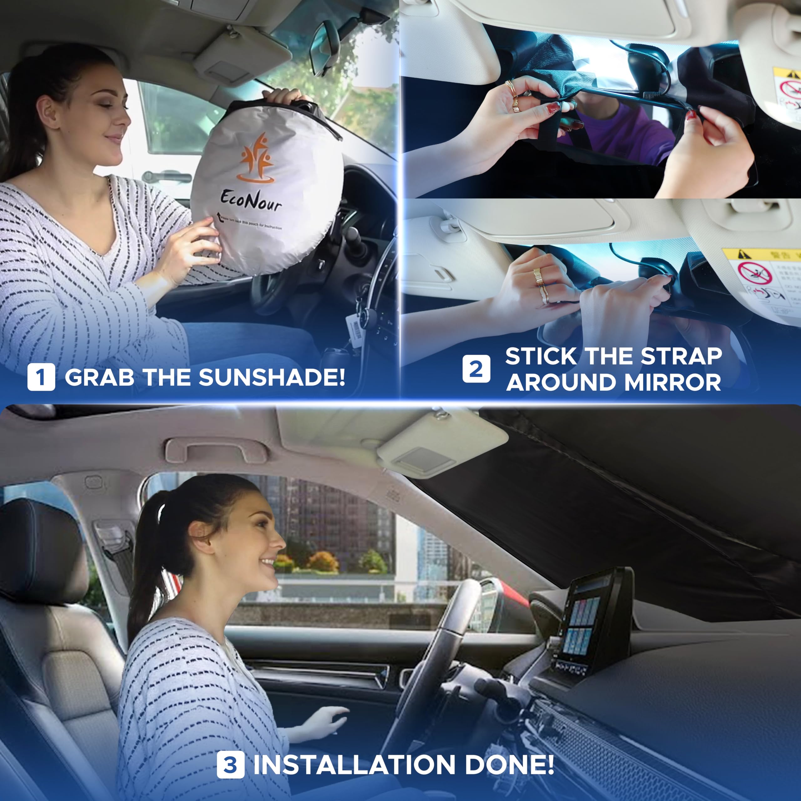 EcoNour Kia Sportage Windshield Sunshade keeps SUV interior cool