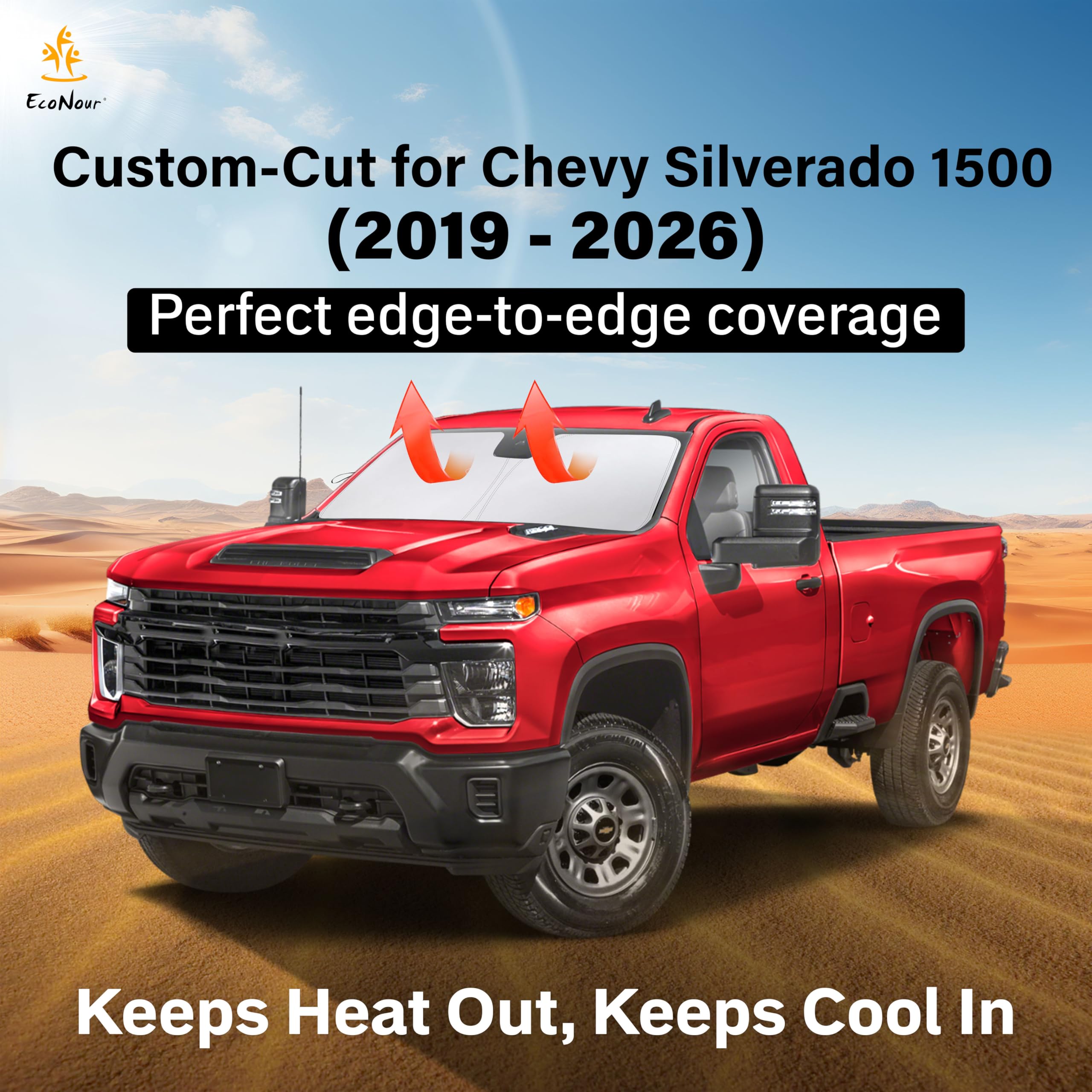 EcoNour Windshield Sunshade Compatible for Chevrolet Silverado 1500 2019-2024...