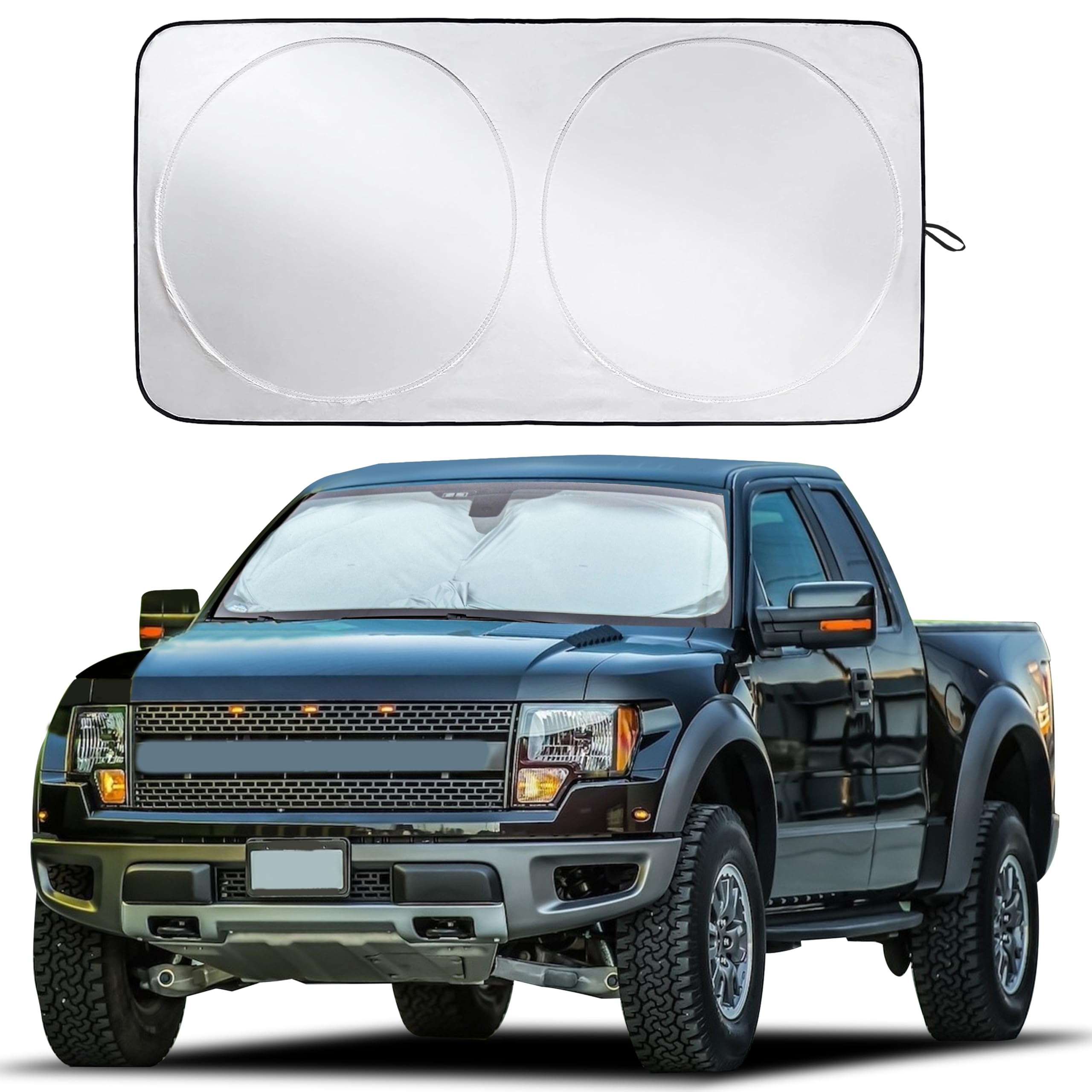 Truck Windshield Sun Shade with Storage Pouch – EcoNour X-Large 69