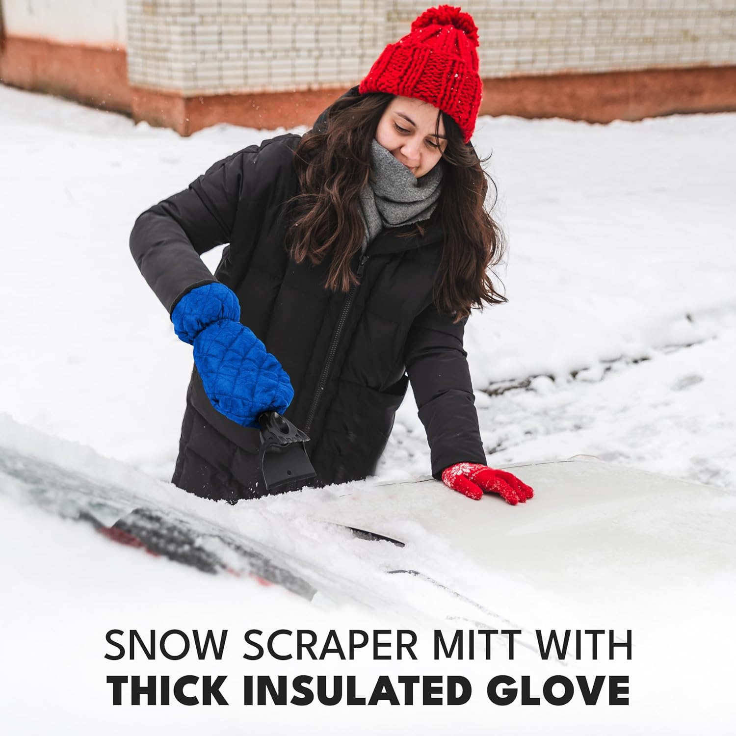 EcoNour Ice Scraper Mitt – Scratch-Free Ice and Snow Scraper with Fleece Lining