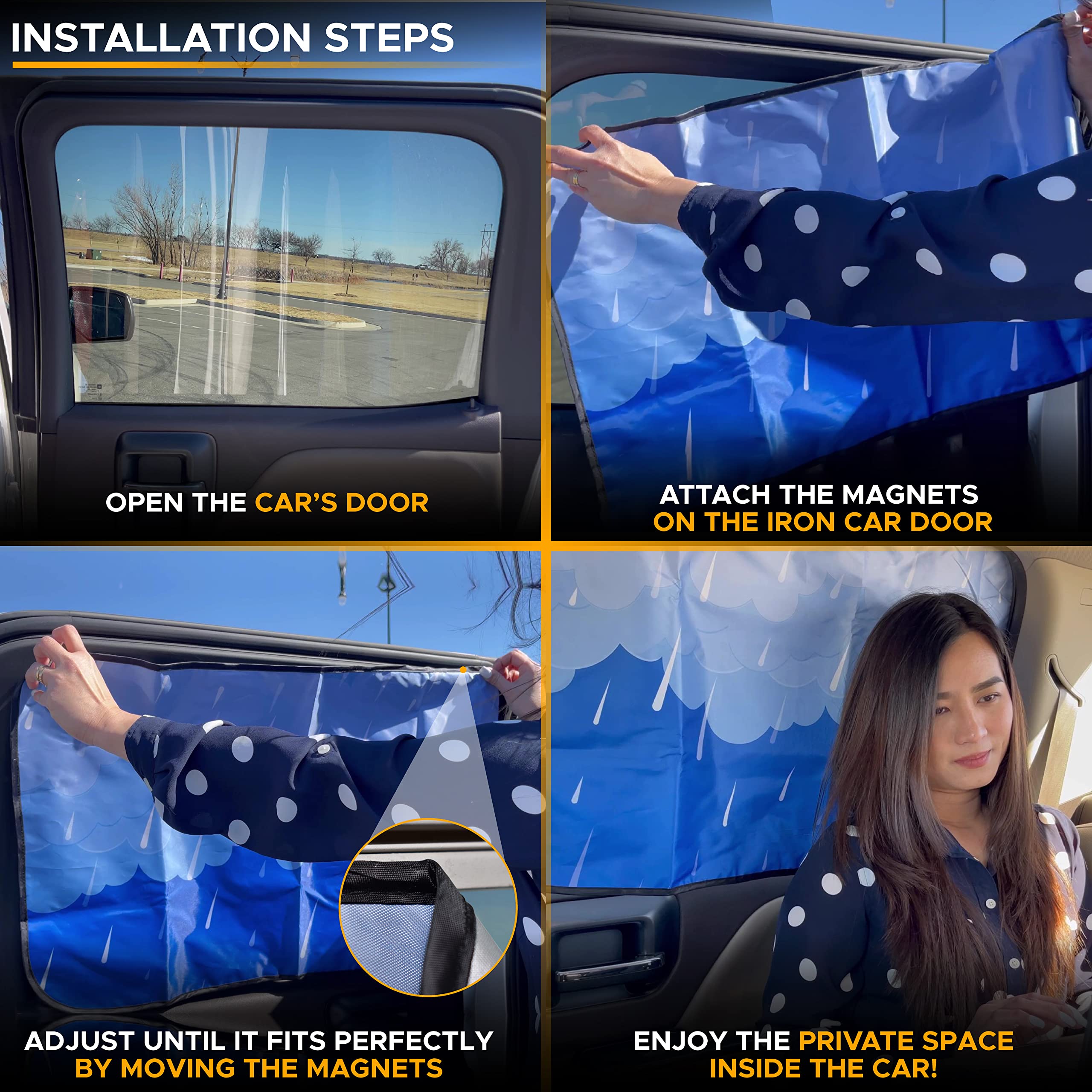 EcoNour Magnetic Side Window Sunshade Easy Install Sun Protection
