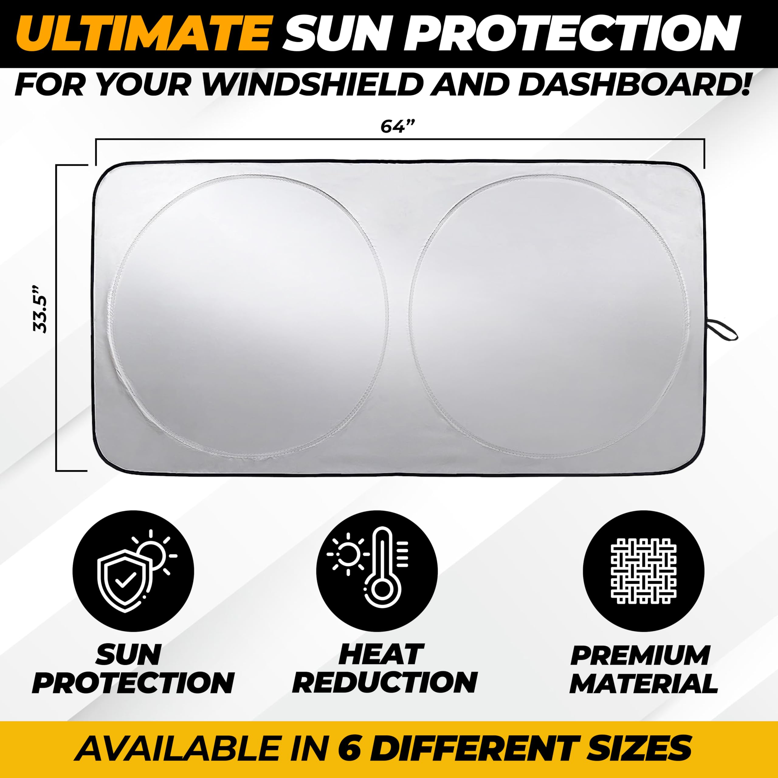 Windshield Sun Shade for Car SUV Truck – Patented Design Blocks 99% Heat & UV Rays for Interior Protection