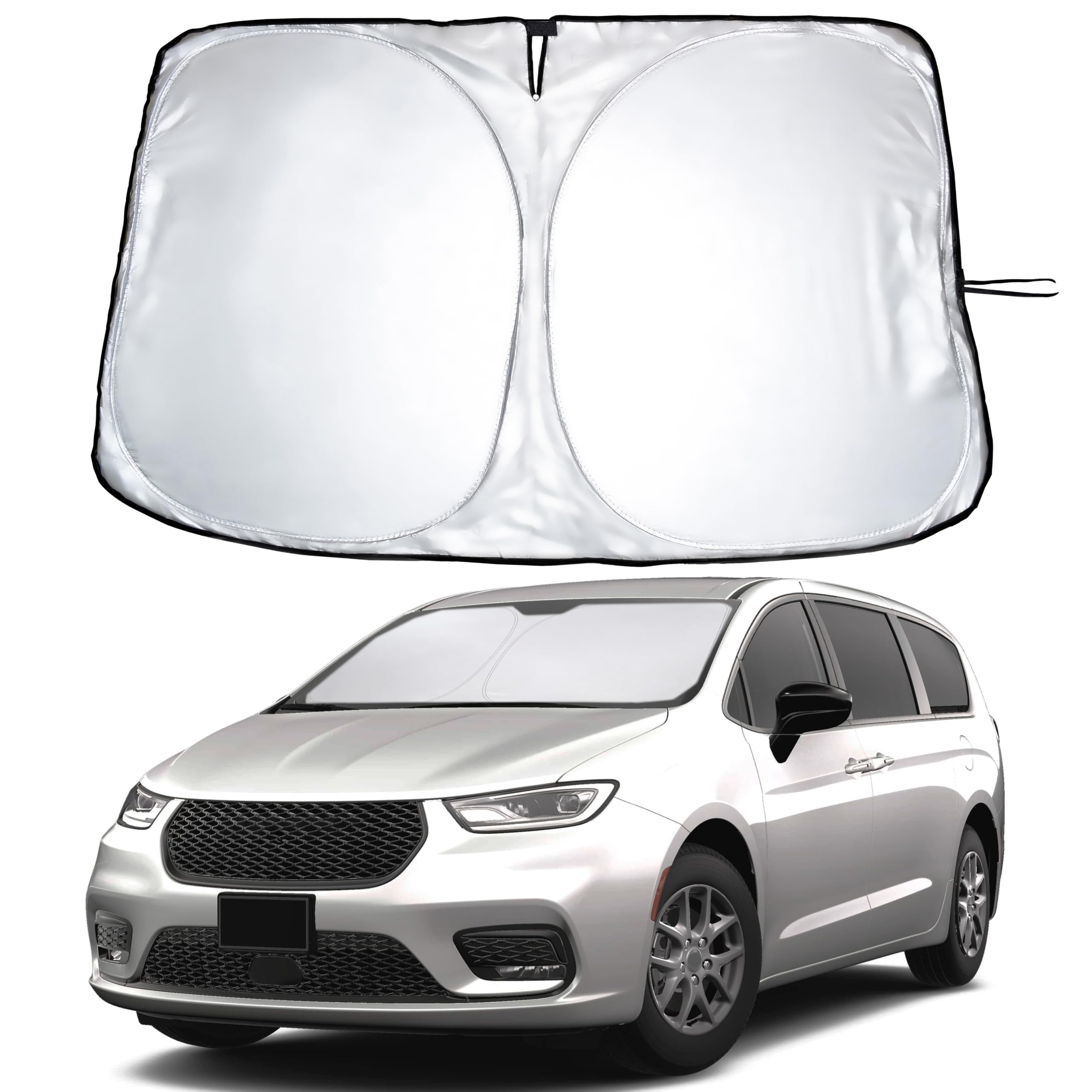 Chrysler Pacifica Windshield Sunshade 2017–2025 blocks UV rays and heat