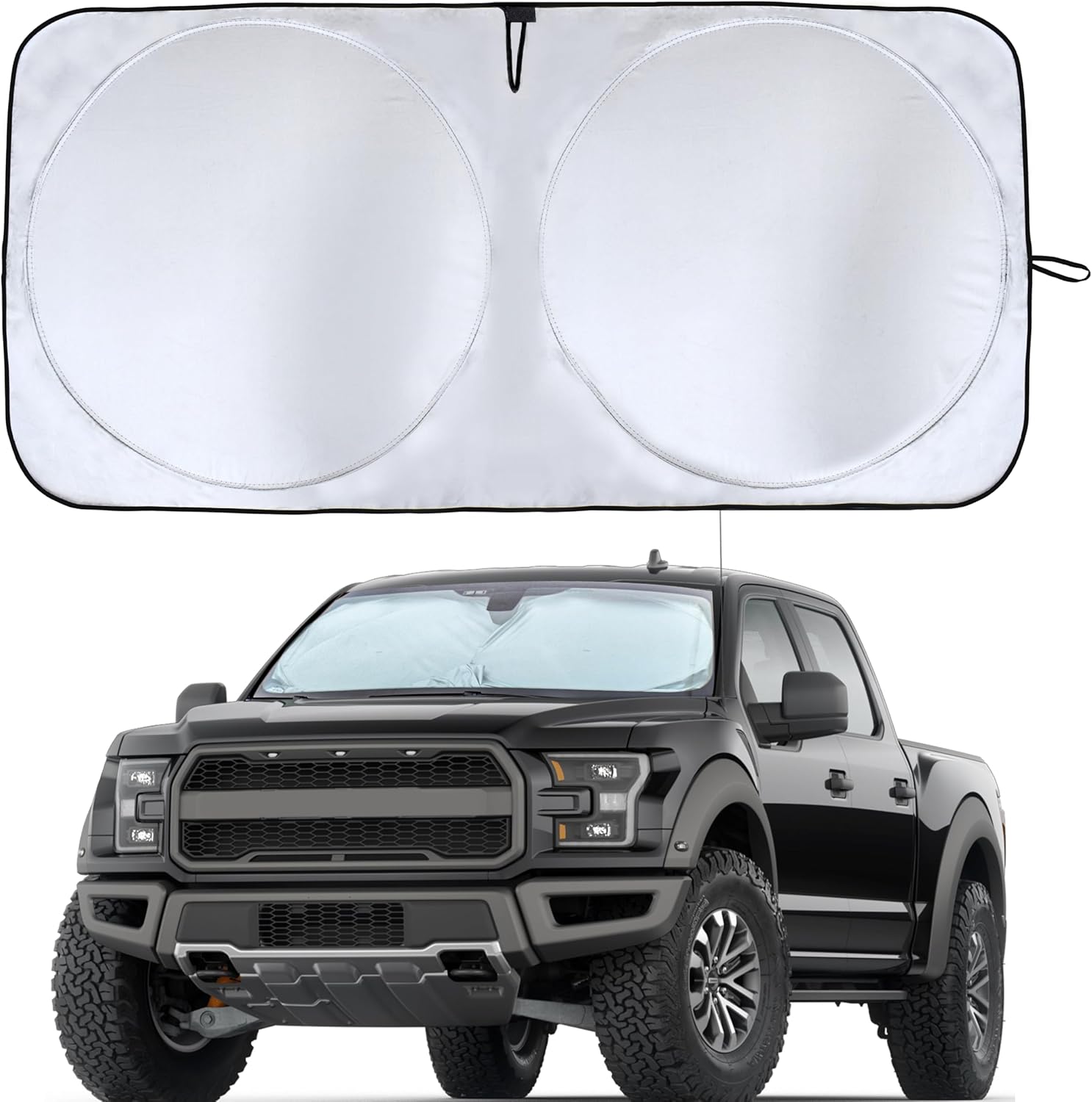 EcoNour Truck Windshield Sun Shade & Sun Block | Sun Shade for Windshield | Automotive Interior Accessories & Truck Window Shades for Heat & UV Protection | X-Large (69