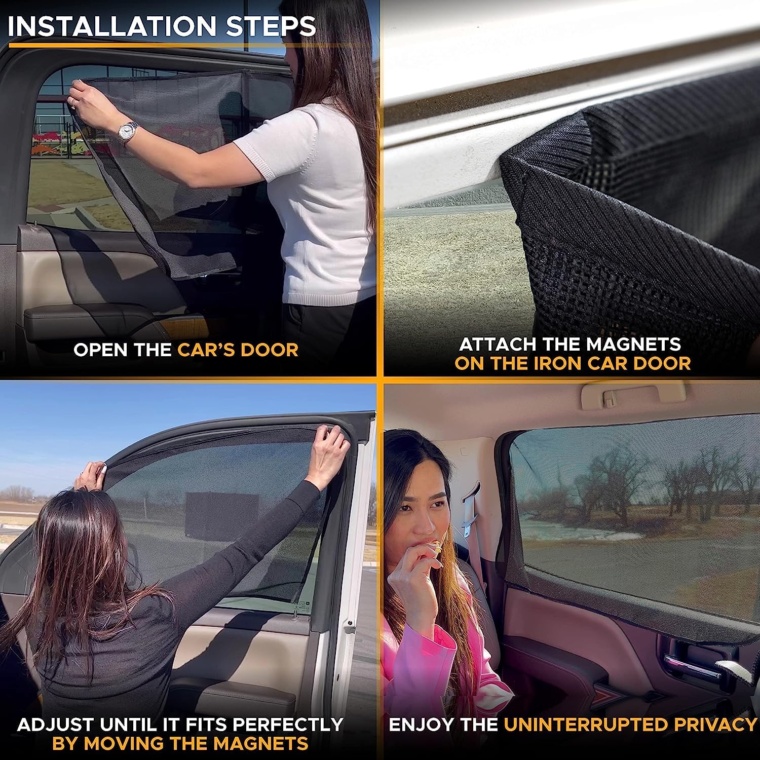 Easy Install Magnetic Car Side Window Sunshade with Sun Protection