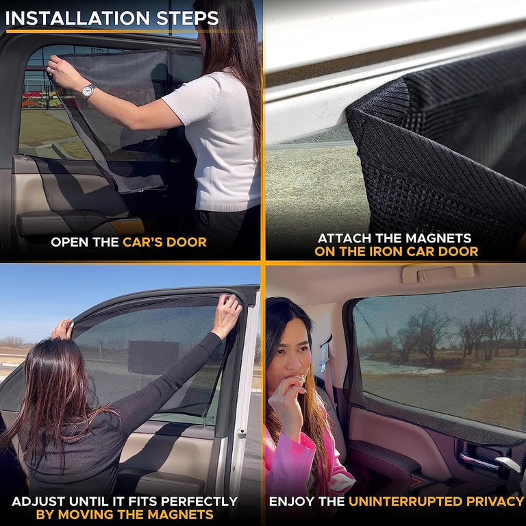Easy Install Magnetic Car Side Window Sunshade with Sun Protection