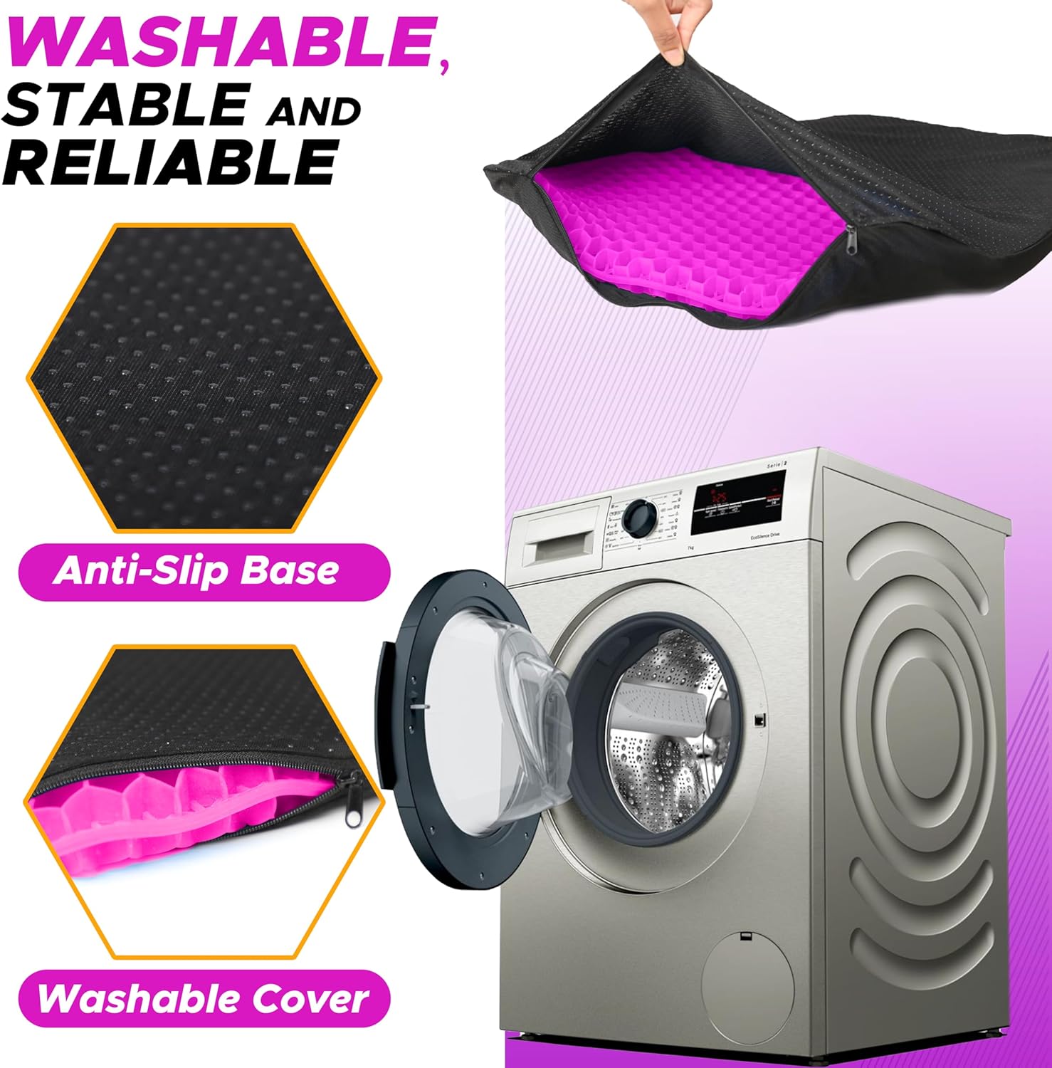 EcoNour Gel Seat Cushion for Pain Relief - Rose Red | Removable Double-Layer Honeycomb Design for Tailbone & Sciatica Relief | Durable, Breathable & Washable Cover Cushion for Office, Car & Wheelchair