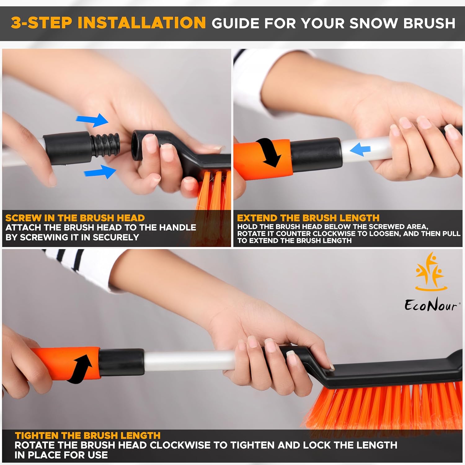 Extendable Snow Brush & Ice Scraper for Car Windshield – Durable Winter Snow Cleaner