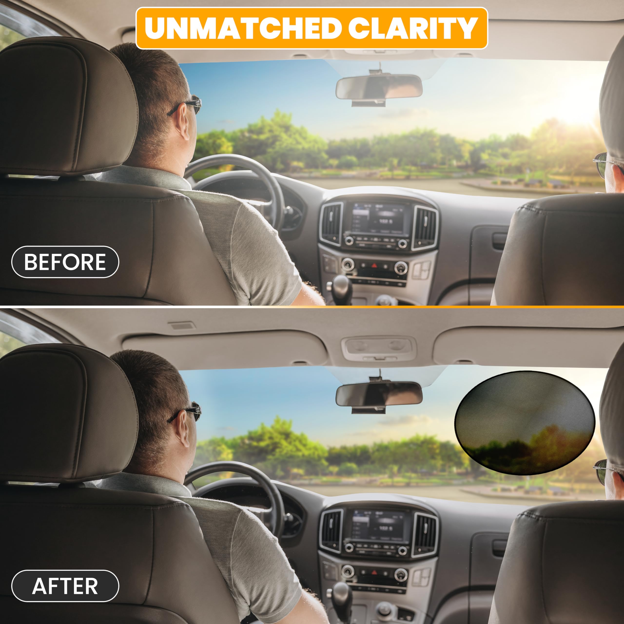 evenflo car window cling shades Static Cling Sun Visor for Car 2-Pack | Semi-Transparent Circular Glare Patch for Windshield