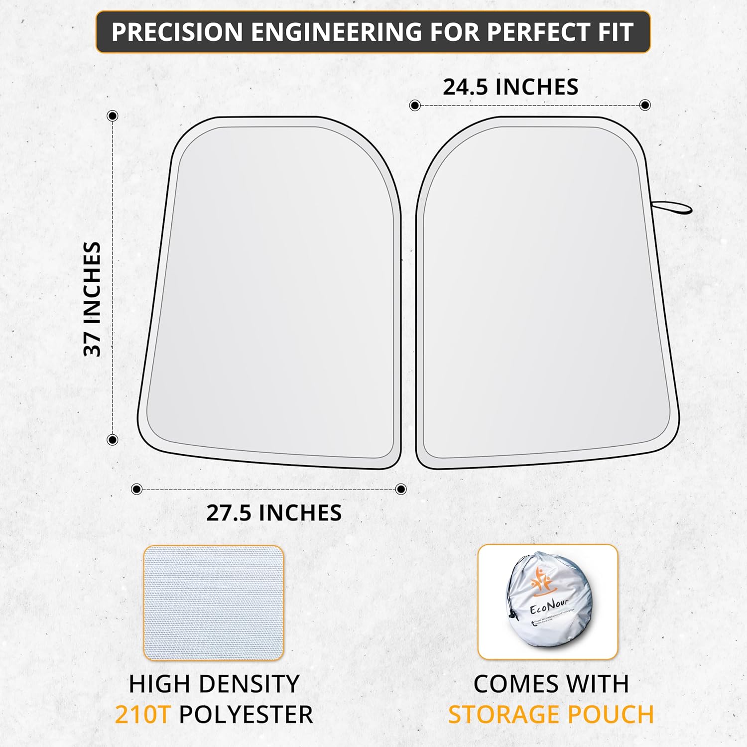 EcoNour Tesla Windshield Sun Shade | Foldable Front Windshield Shade for Sun, Heat and UV Rays | Car Front Window Sunshade | Sun Protection Shade Fit for Tesla Model-3 & Model-Y