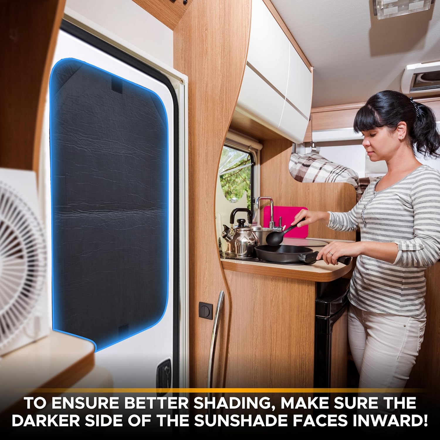 EcoNour RV Door Window Shade | Modern/Sleek RV Sunshade | UV & Privacy Protection | Foldable Window Cover | 25x16 inches | Universal Fit for RV, Camper, Travel Trailer