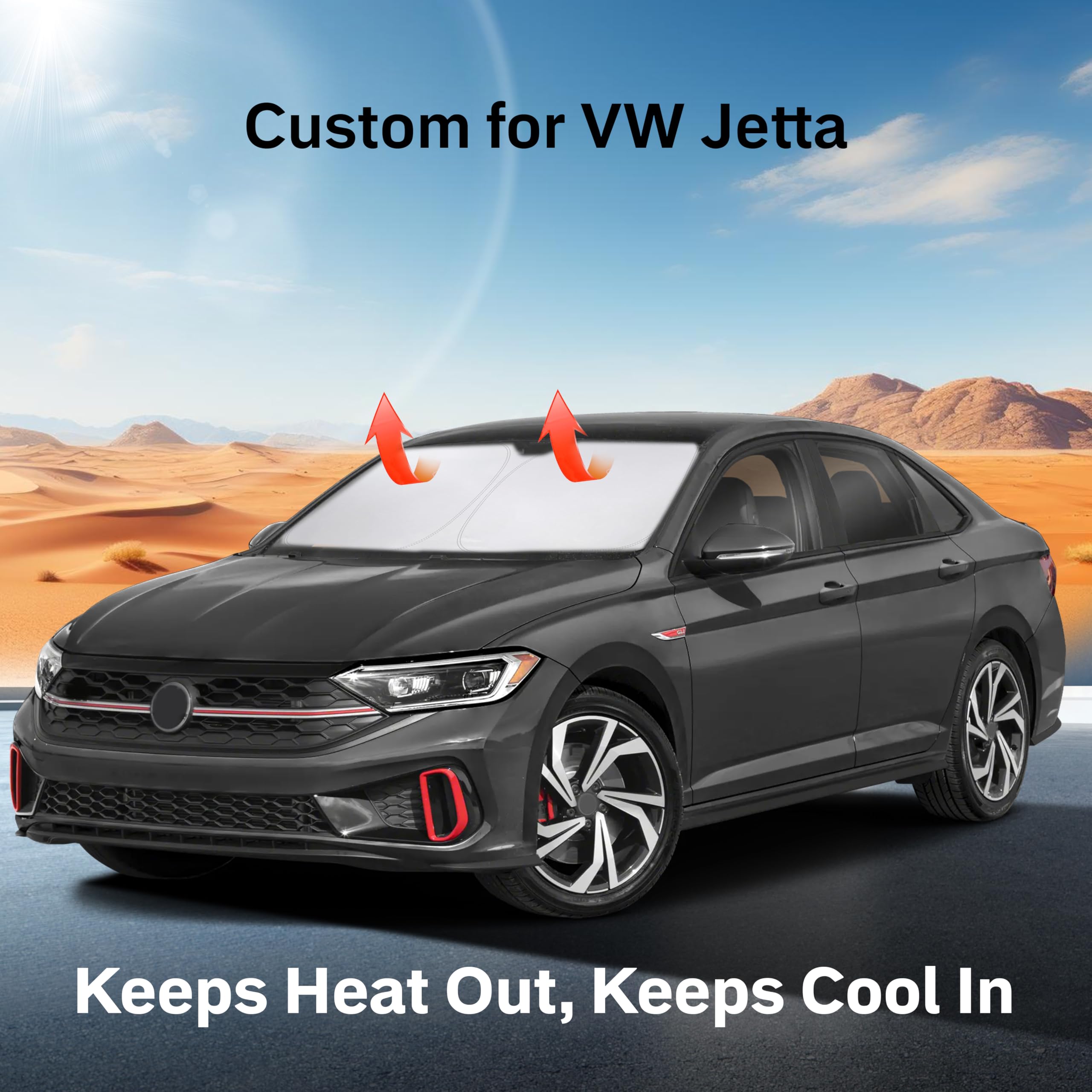 EcoNour Volkswagen Jetta Windshield Sunshade keeps car interior cool