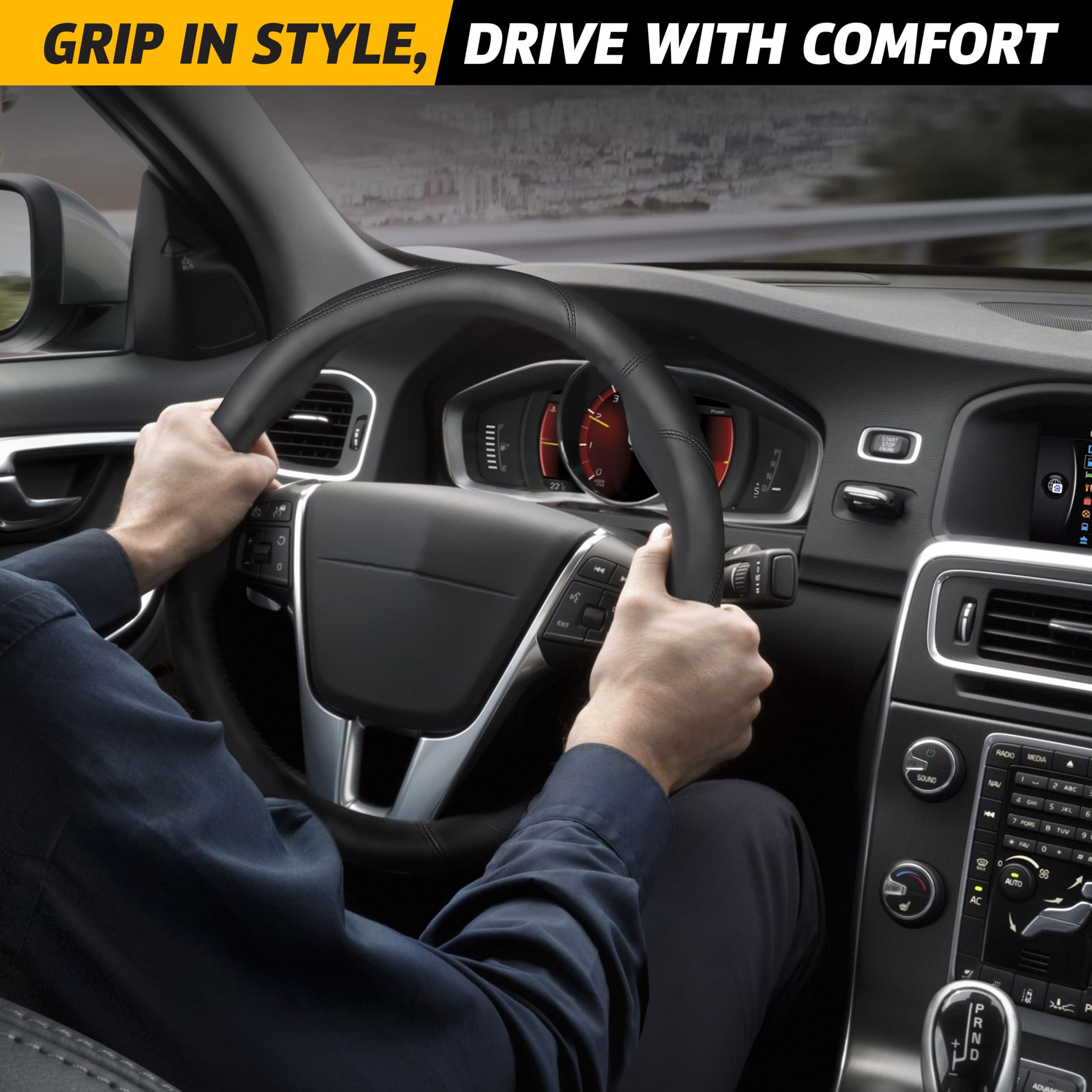 EcoNour Car Steering Wheel Cover protects from wear and tear