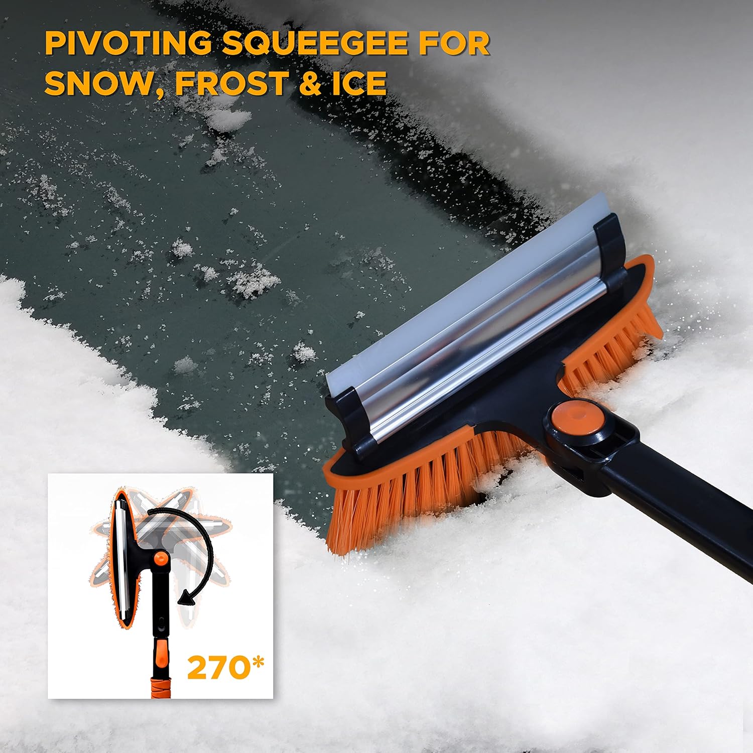 Extendable 6-in-1 Snow Shovel & Rotating Snow Brush by EcoNour, perfect for SUV and truck snow removal.