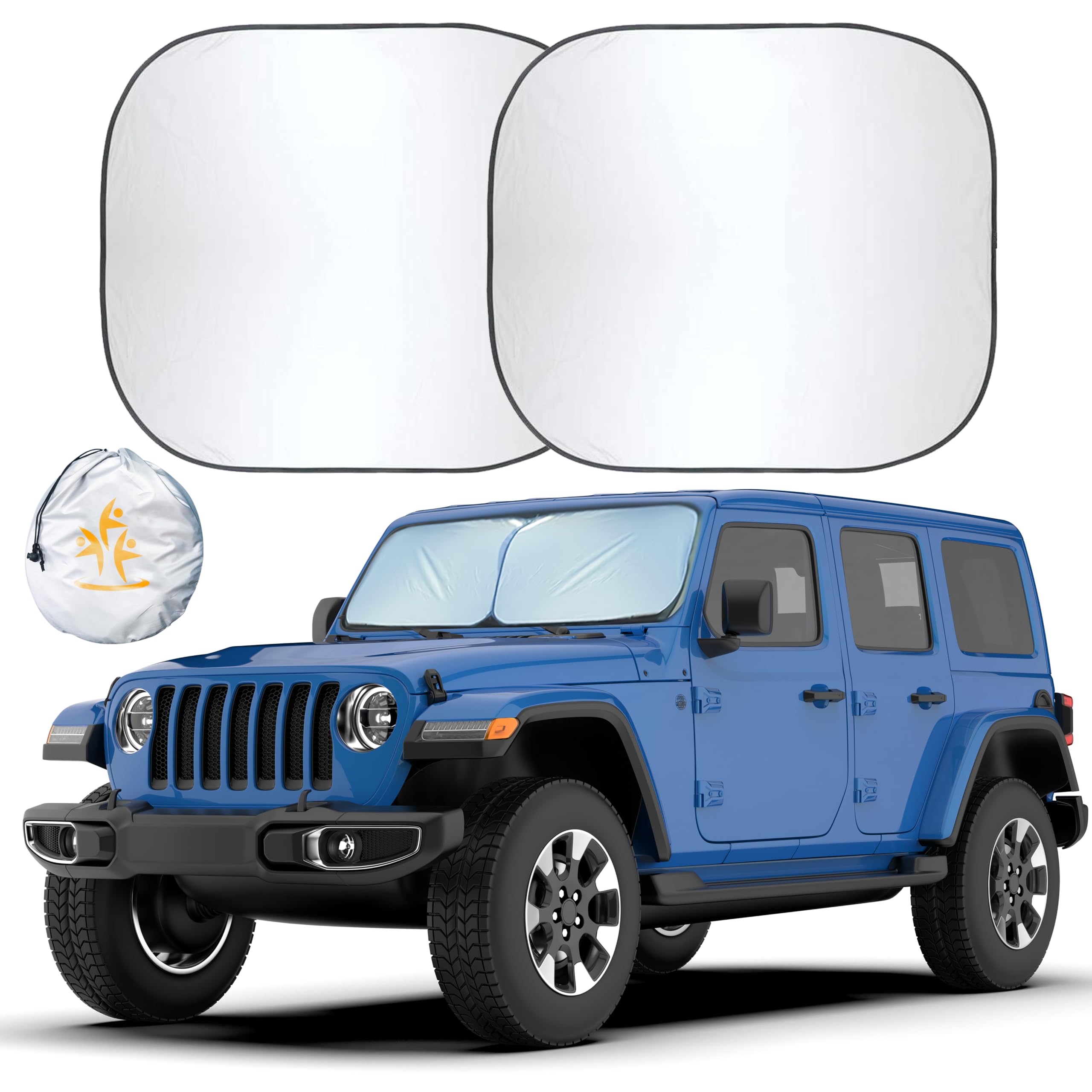 Jeep Windshield Sunshade | EcoNour 2-Piece Foldable X-Small 18