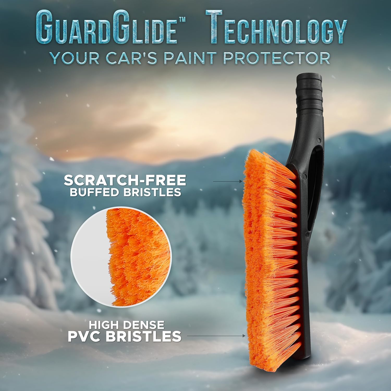 EcoNour 27" Aluminum Snow Brush & Ice Scraper for Car Windshield and Window | Car Snow Scraper and Brush with Ergonomic Foam Grip Winter Accessories (Orange)