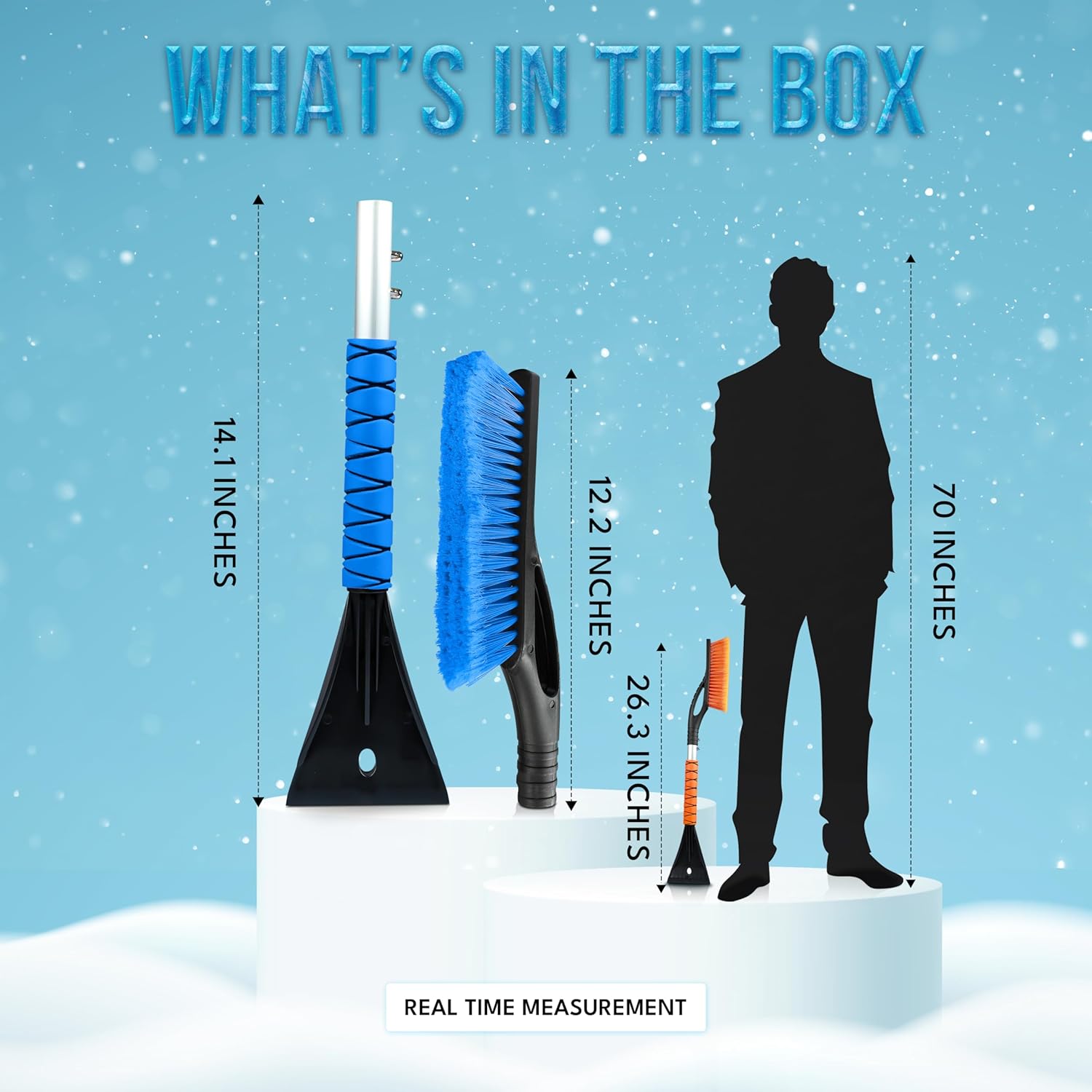 EcoNour 27" Car Snow Brush & Ice Scraper for Car Windshield (2 Pack) | Scratch Free Bristle Head Snow Brush & Tough Window Snow Scraper with Aluminium Body | Snow Removal Winter Car Accessories