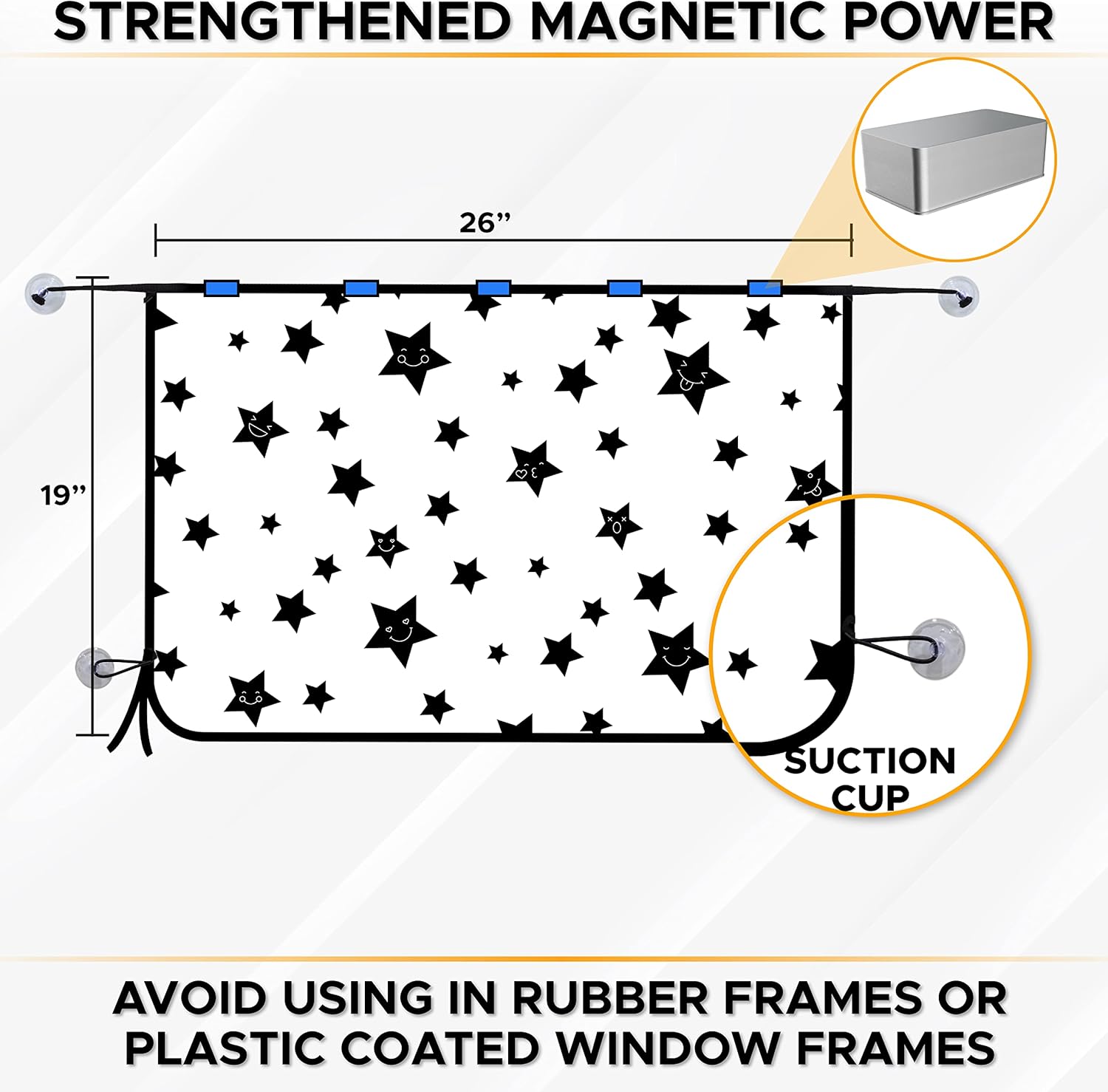 EcoNour Magnetic Car Shades for Side Windows Baby | Car Window Shade for Baby with Heat, Glare & UV Protection | Rear Window Sunshade for Car | Baby Car Travel Accessories - 2 Piece (26x19 Inches)