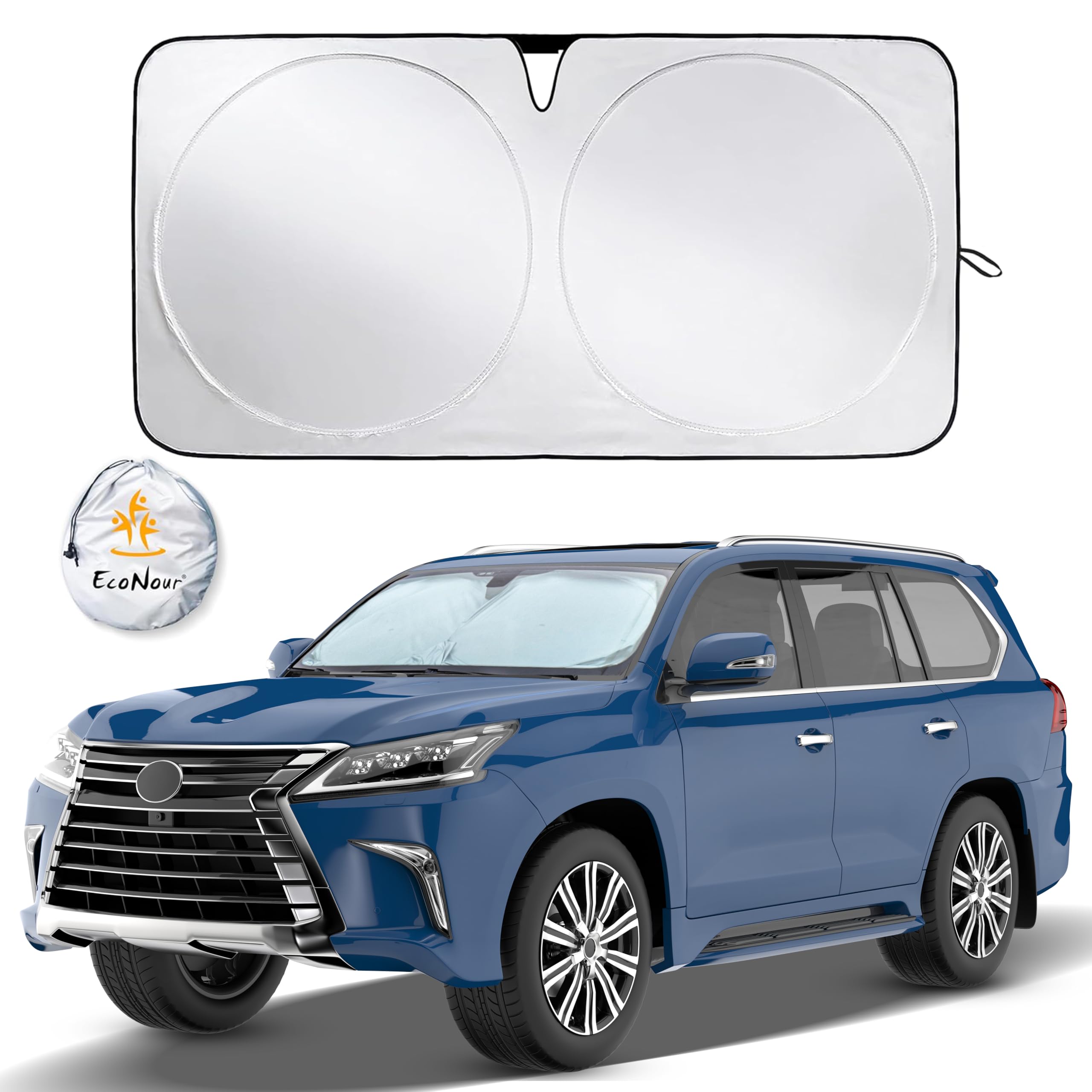 Windshield Sun Shade with Mirror Cut – EcoNour Foldable 64