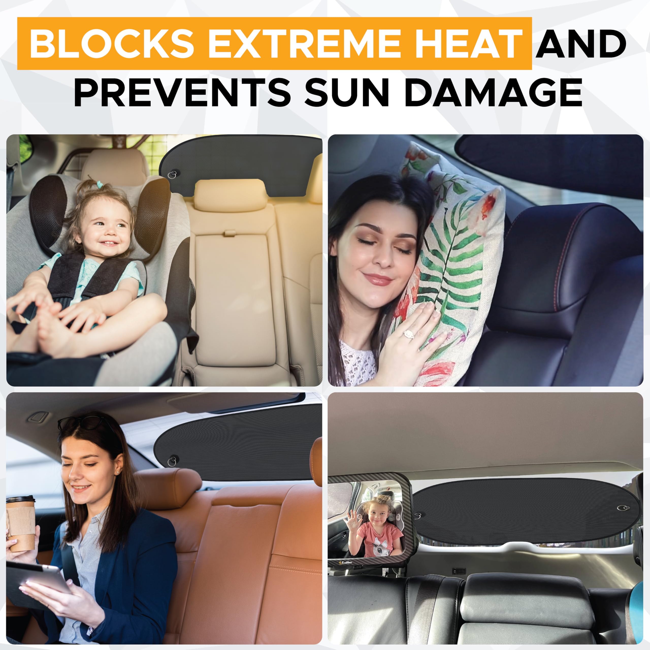 Car Back Window Sun Shade with 99% UV Protection by EcoNour