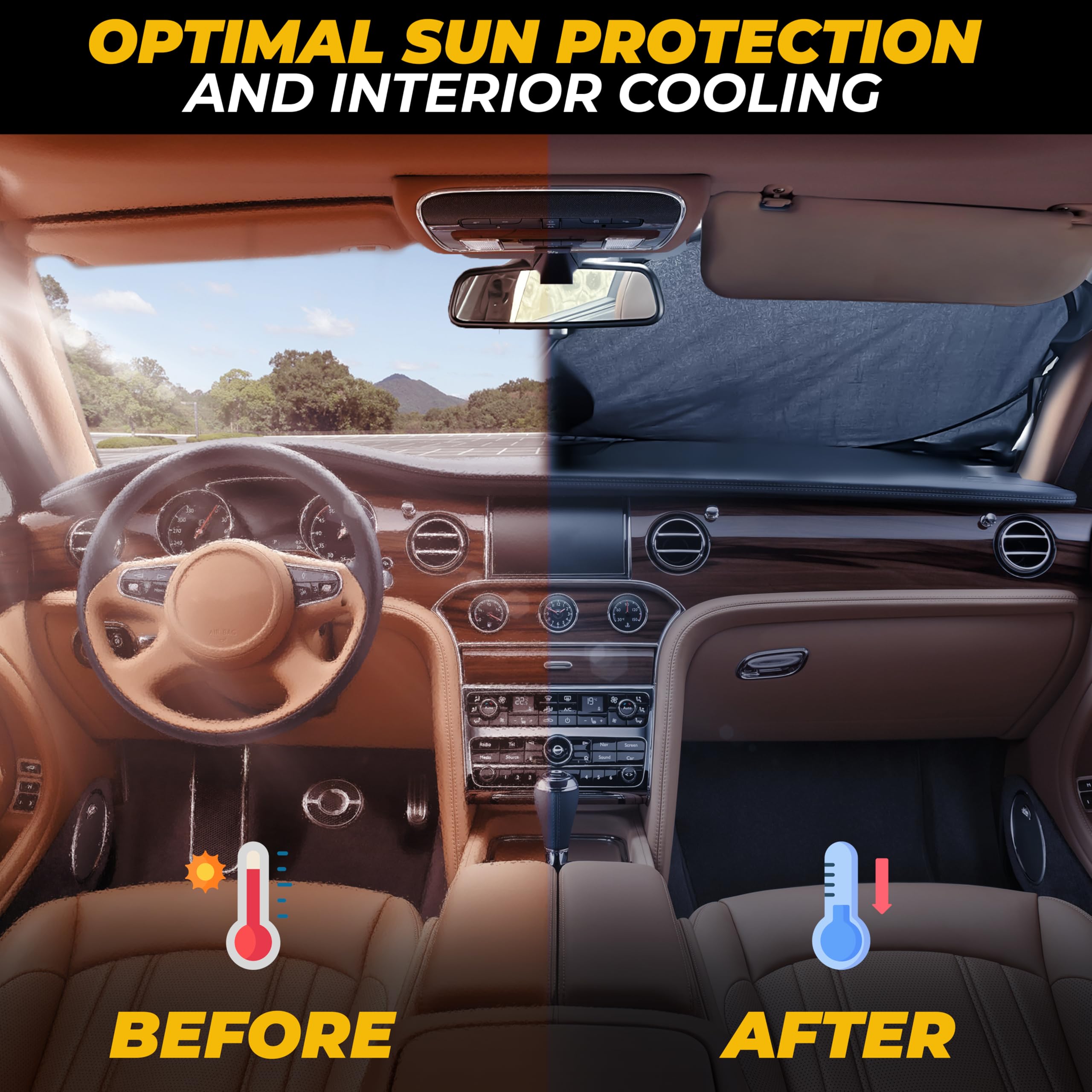 Tesla Windshield Sun Shade for Model(3/Y)(2016–2025) – XX-Large 56