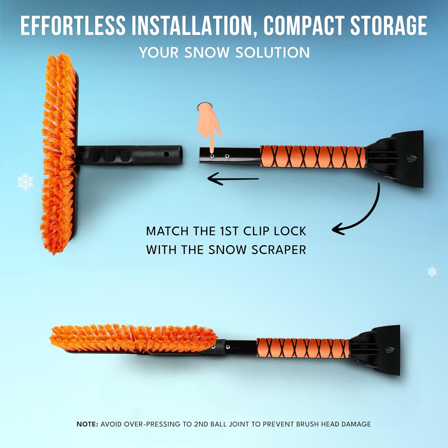 Heavy Duty 3-in-1 Rotatable Snow Brush & Ice Scraper for Winter Car Care