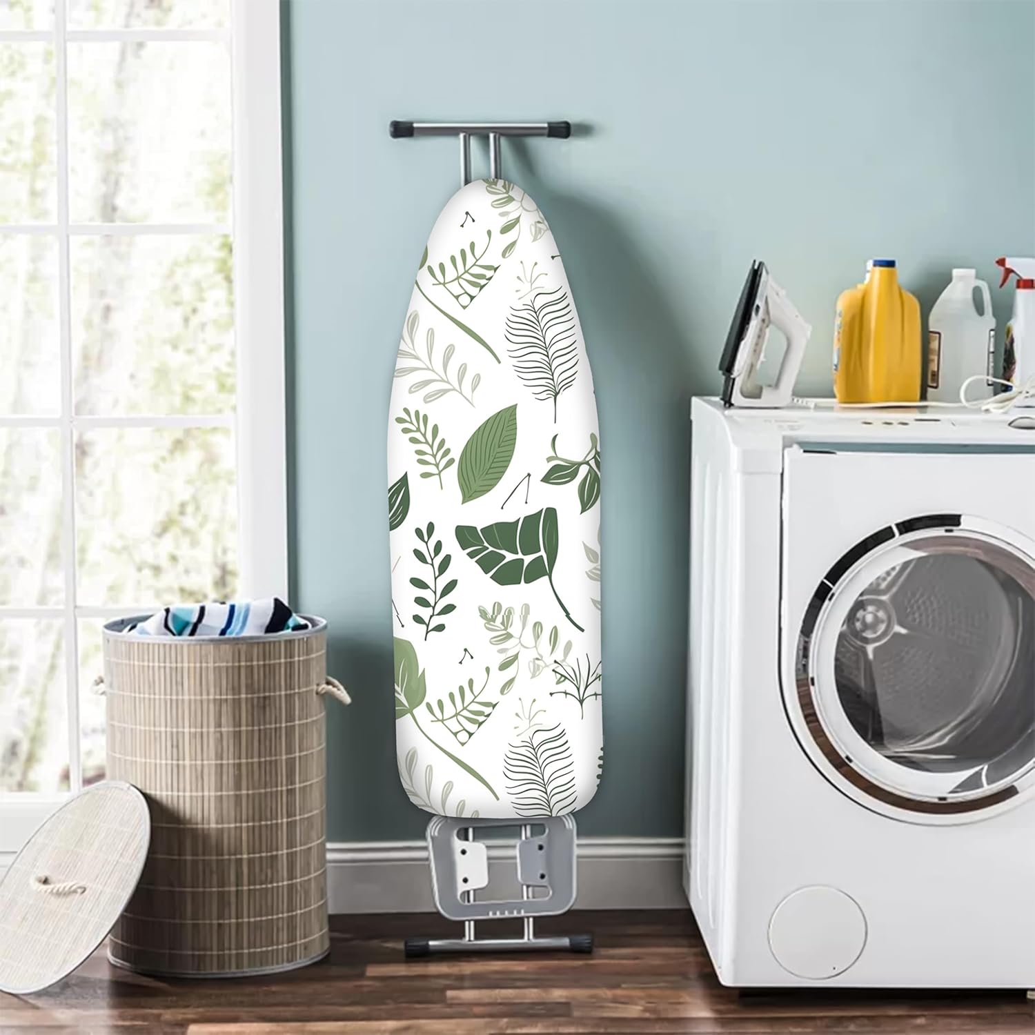 EcoNour Ironing Board Covers 124 x 38 cm Extra Thick 7mm Padding, 100% Cotton Top Covers Easy-Fit for Protecting Ironing Board Cover Complete Set with 4 Strings and Scorch Resistant Padding - Large