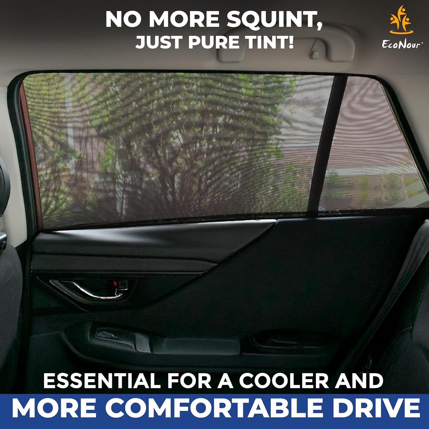 EcoNour Baby Car Window Shades for Side Windows (Pack of 2) | Sun Shade for Car Heat and UV Protection | Mosquito Net Baby Car Sun Shade | Rear Side Window Sunshade for Car (Large 38