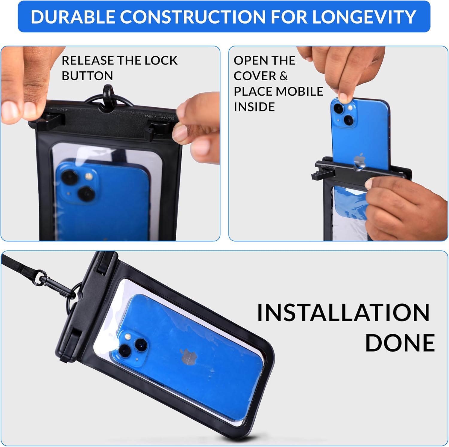 EcoNour Waterproof Dry Bag, 20L Sack with Phone Dry Bag and Long Adjustable Shoulder Strap Included, Perfect for Kayaking, Boating, Canoeing, Fishing, Rafting, Swimming, Camping - Yellow (Transparent)