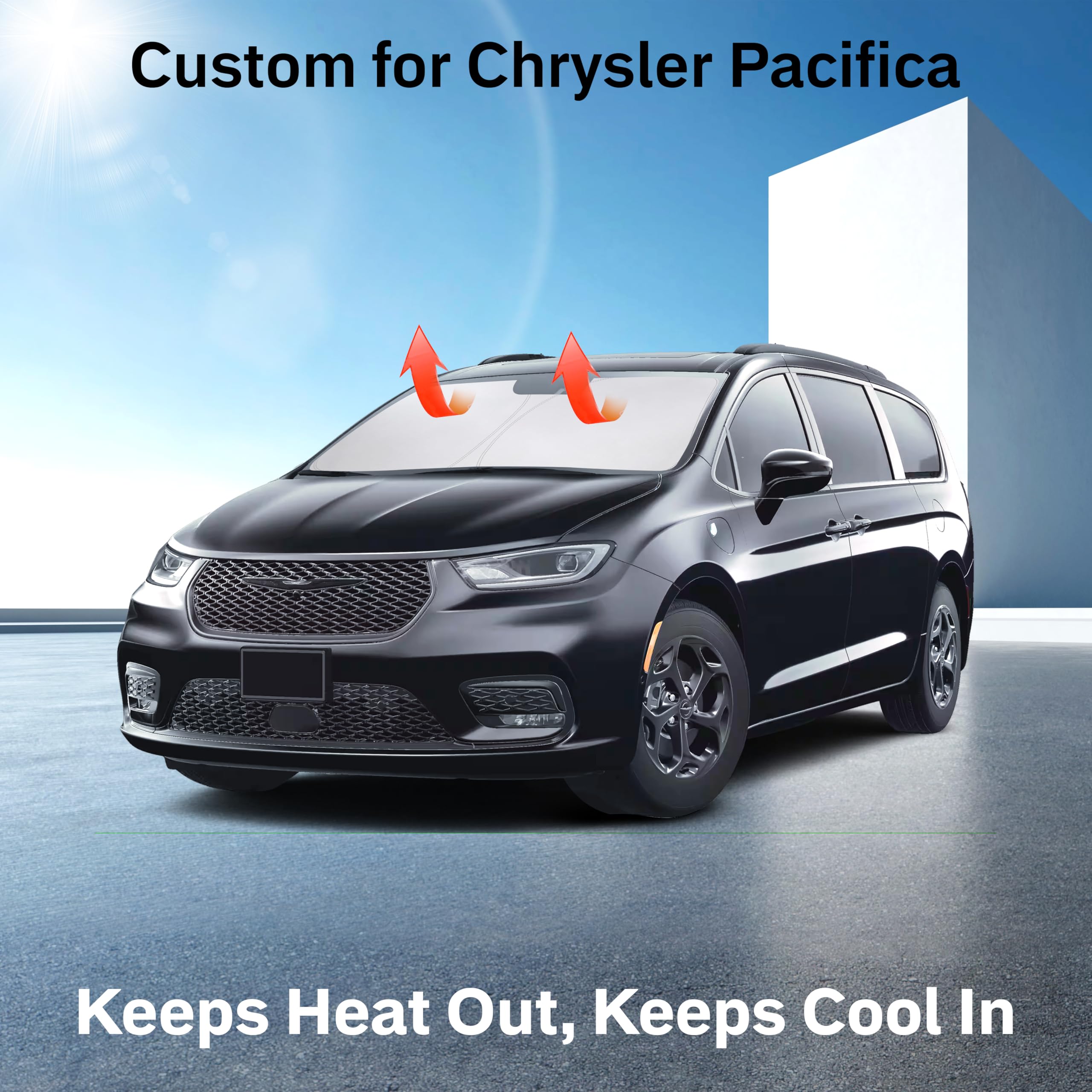 EcoNour Chrysler Pacifica Windshield Sunshade keeps minivan interior cool