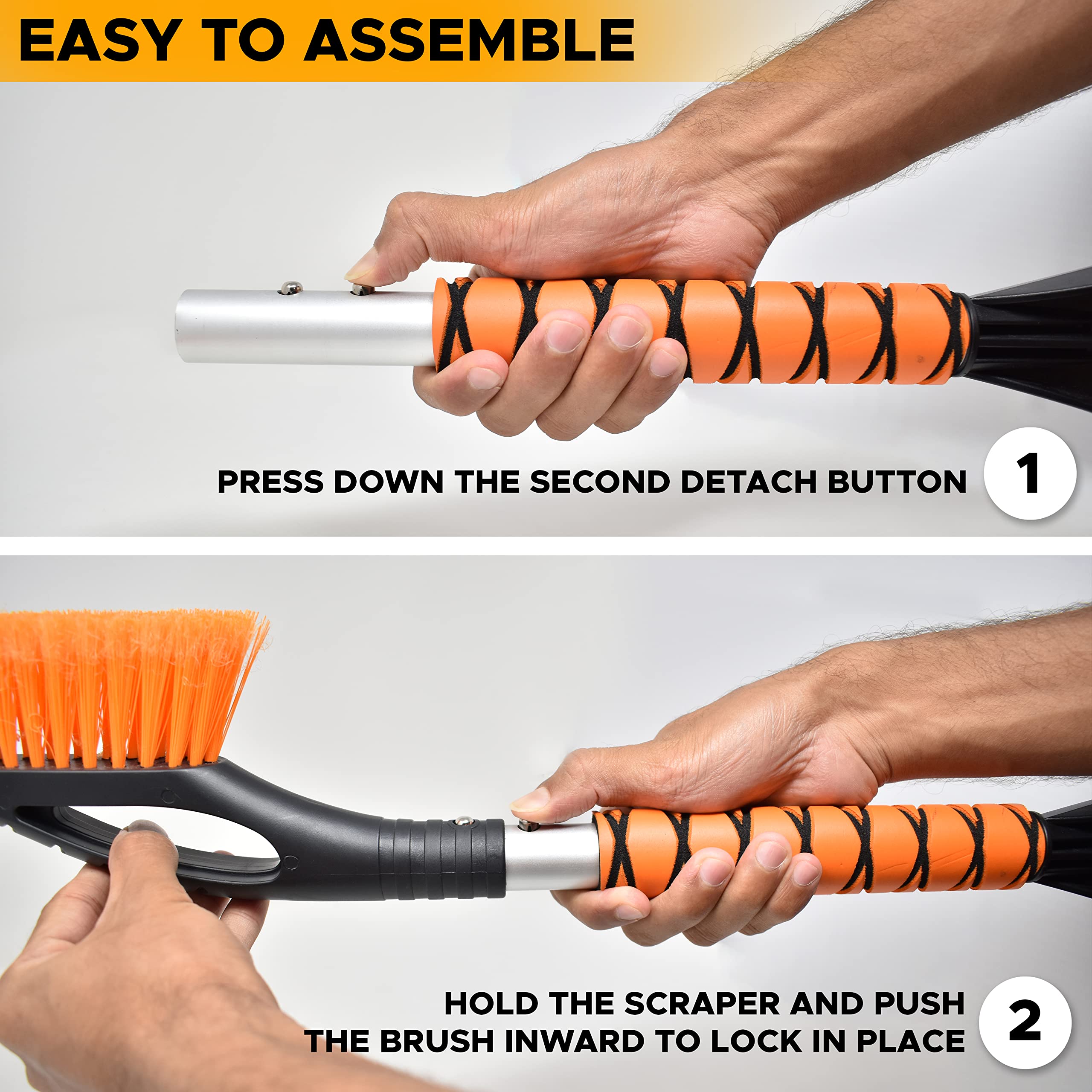 EcoNour aluminum car snow scraper & brush winter car accessory