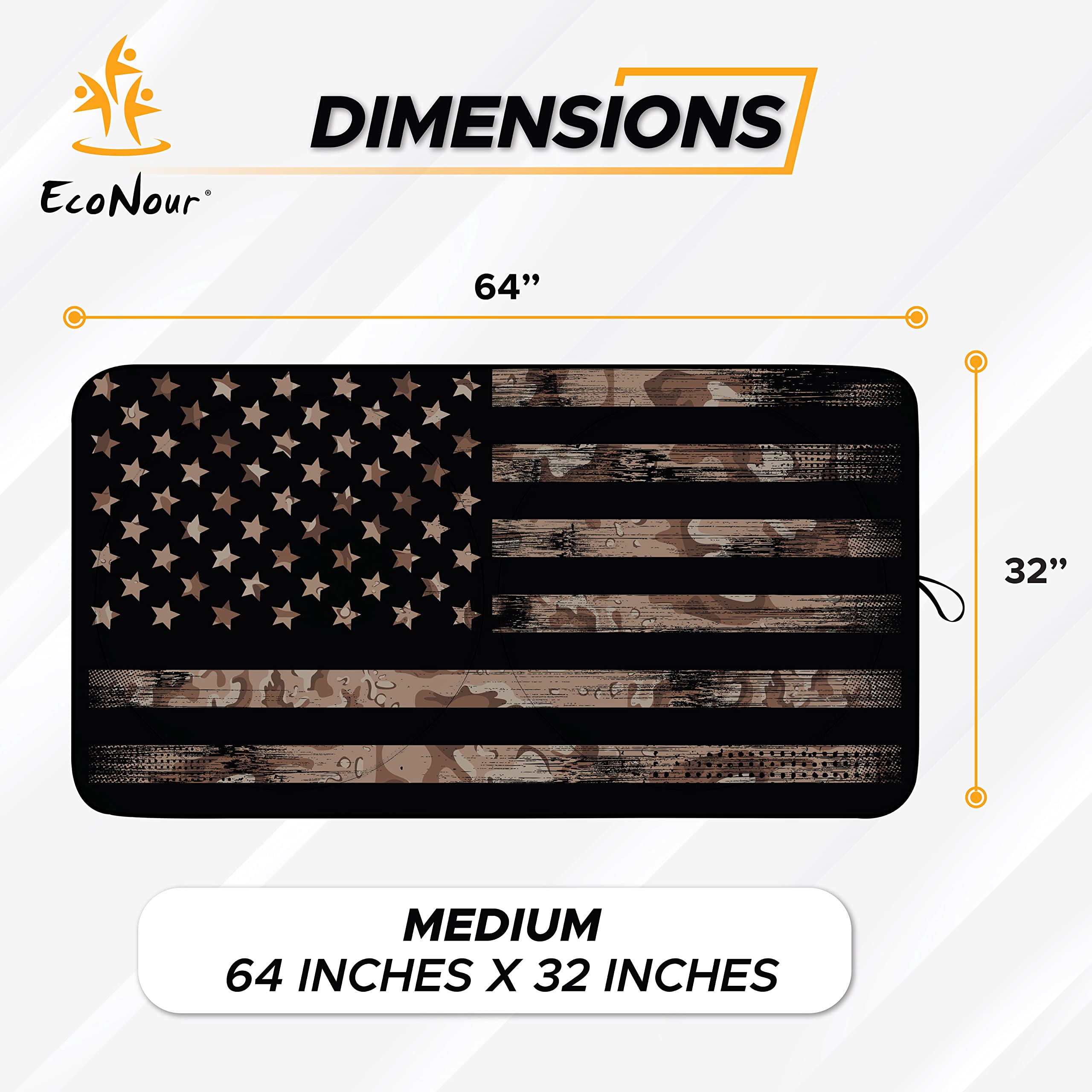 Camouflage American Flag Windshield Sun Shade keeps car interior cool and protected
