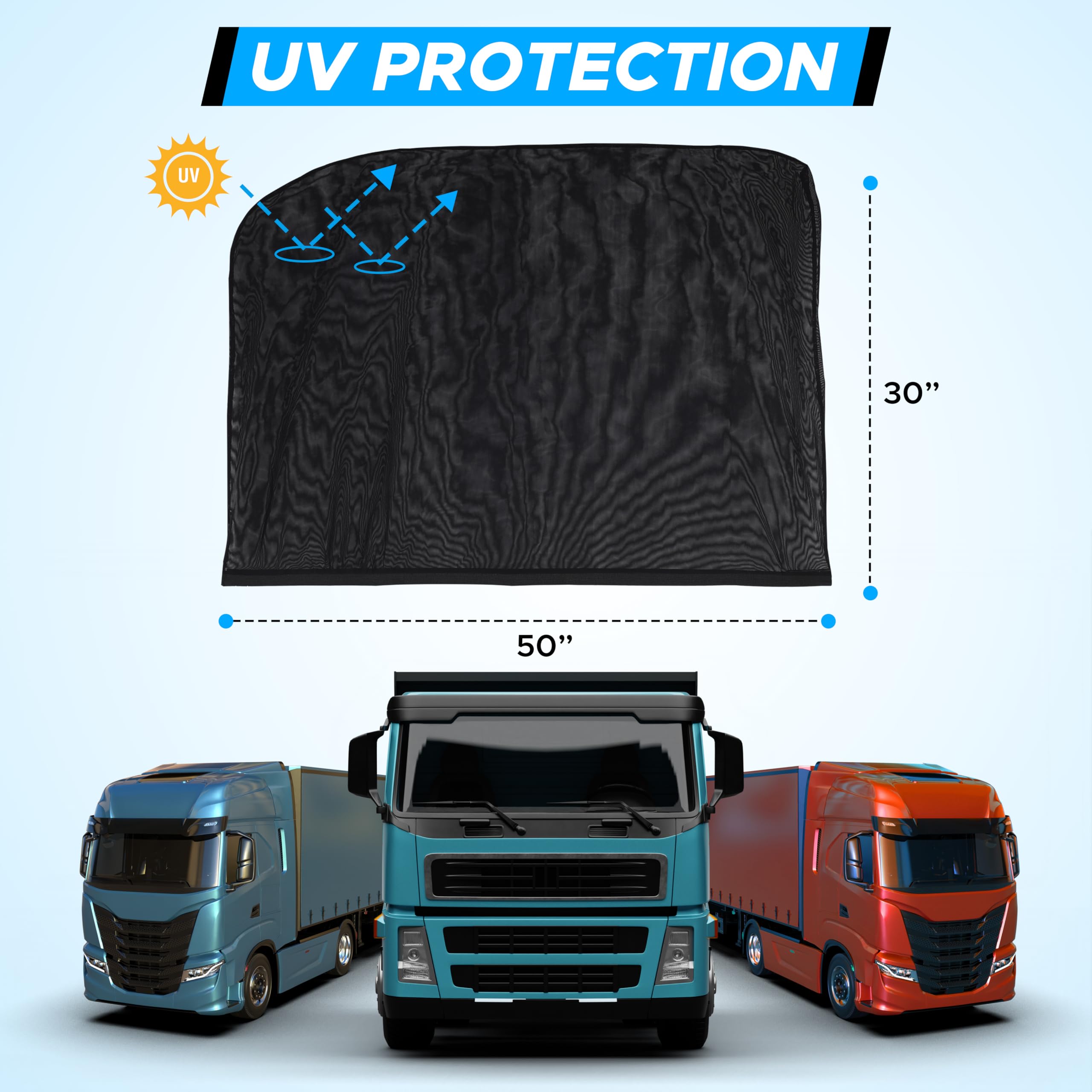 Truck Side Window Shade | EcoNour 2-Pack Driver Window Screens for Trucks