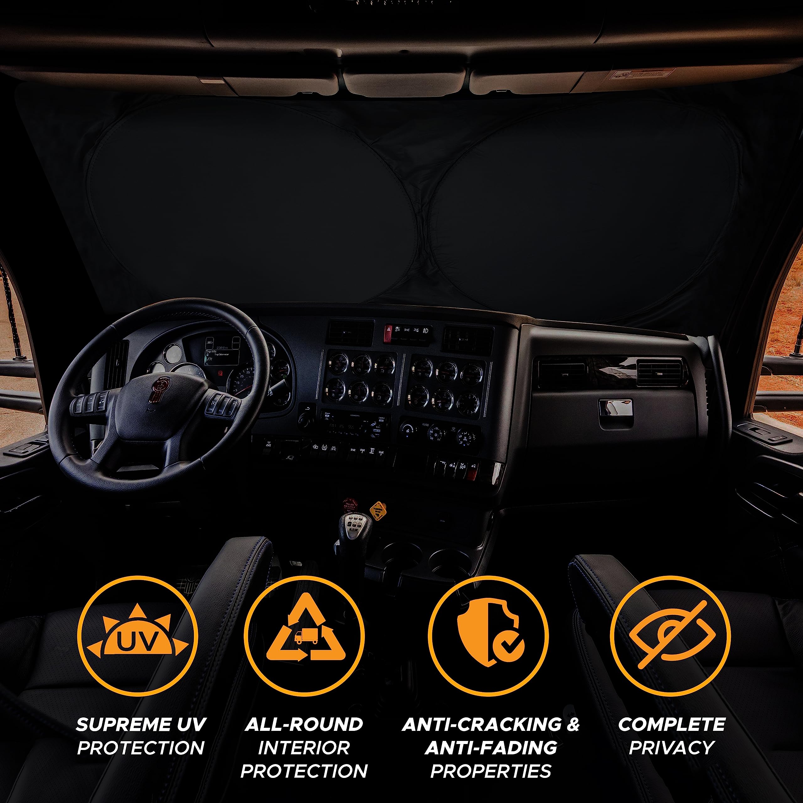 Semi-Truck Windshield Sun Shade Blocks UV Rays and Heat