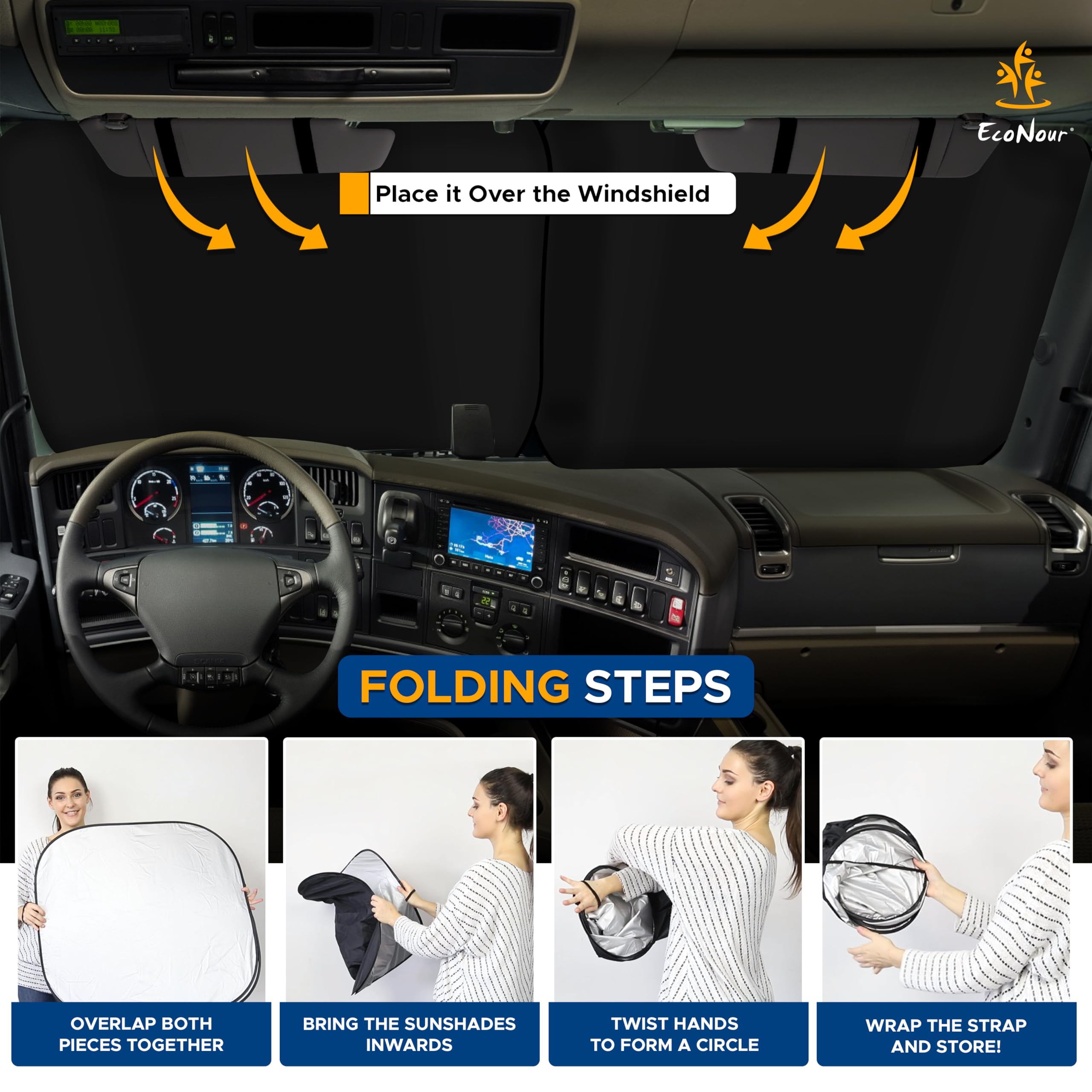 RV Windshield Sunshade | EcoNour Heat & UV Protection for Front Windows