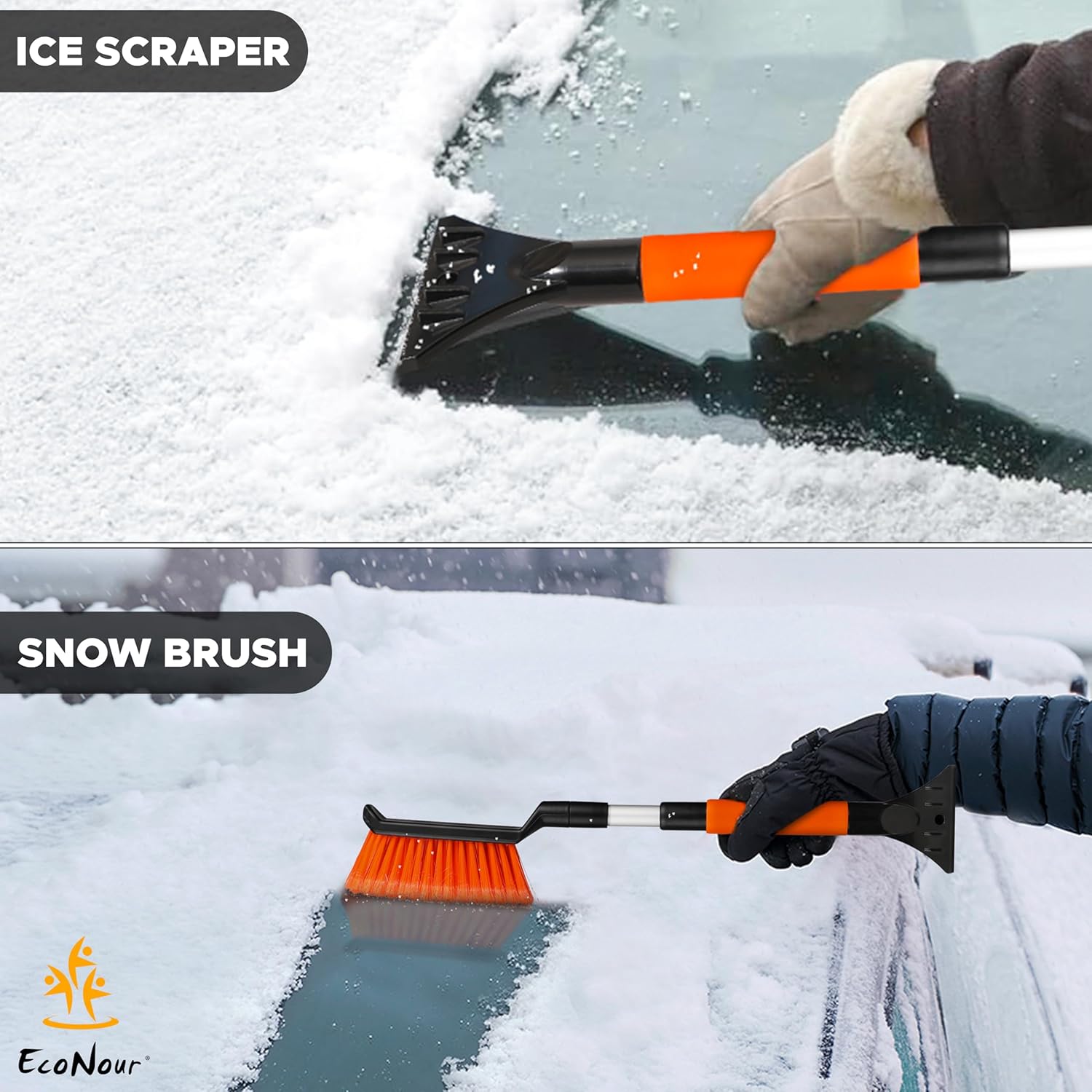 Extendable Snow Brush & Ice Scraper – Car and SUV Winter Snow Removal Accessory