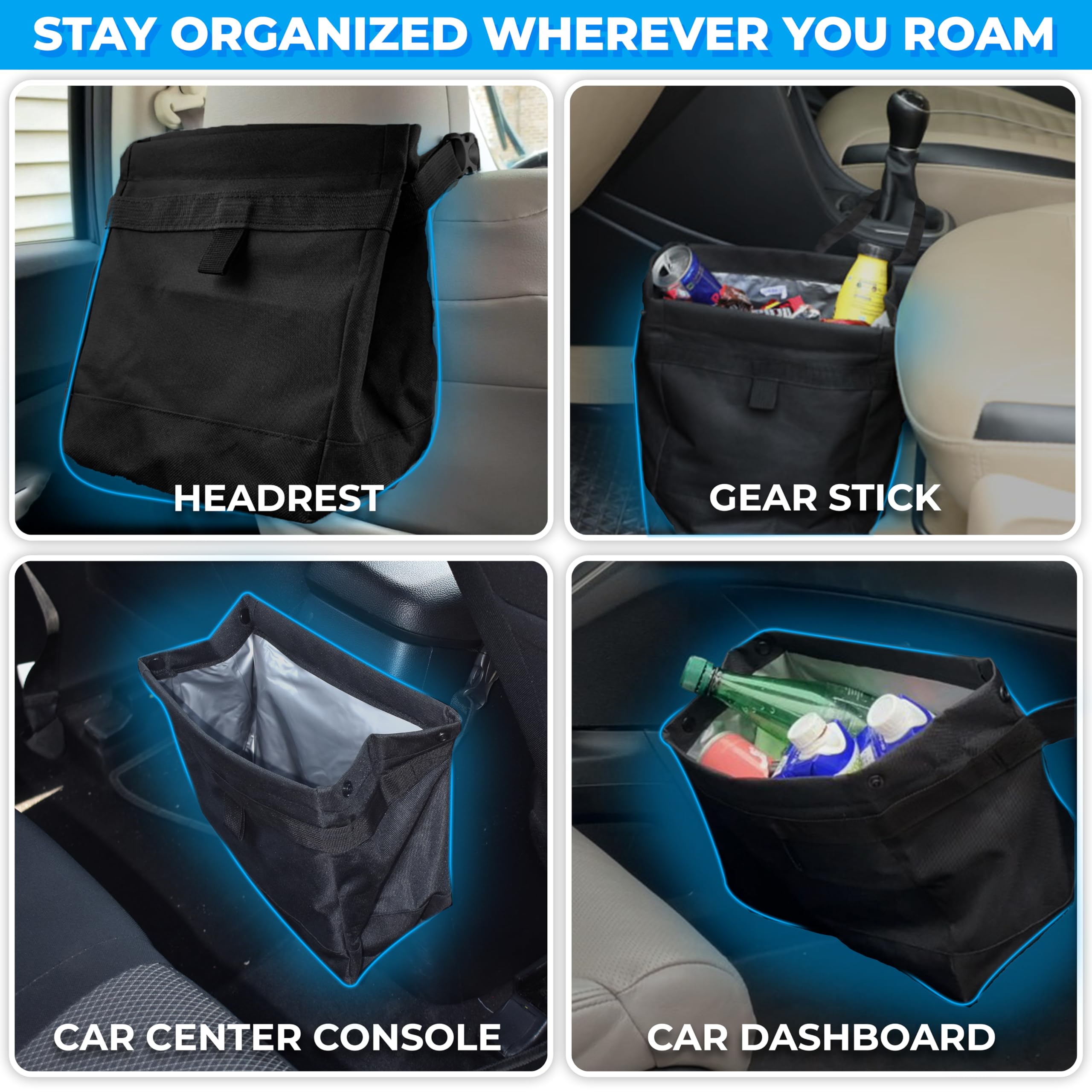 Small Car Trash Bag, EcoNour foldable and waterproof interior trash can.