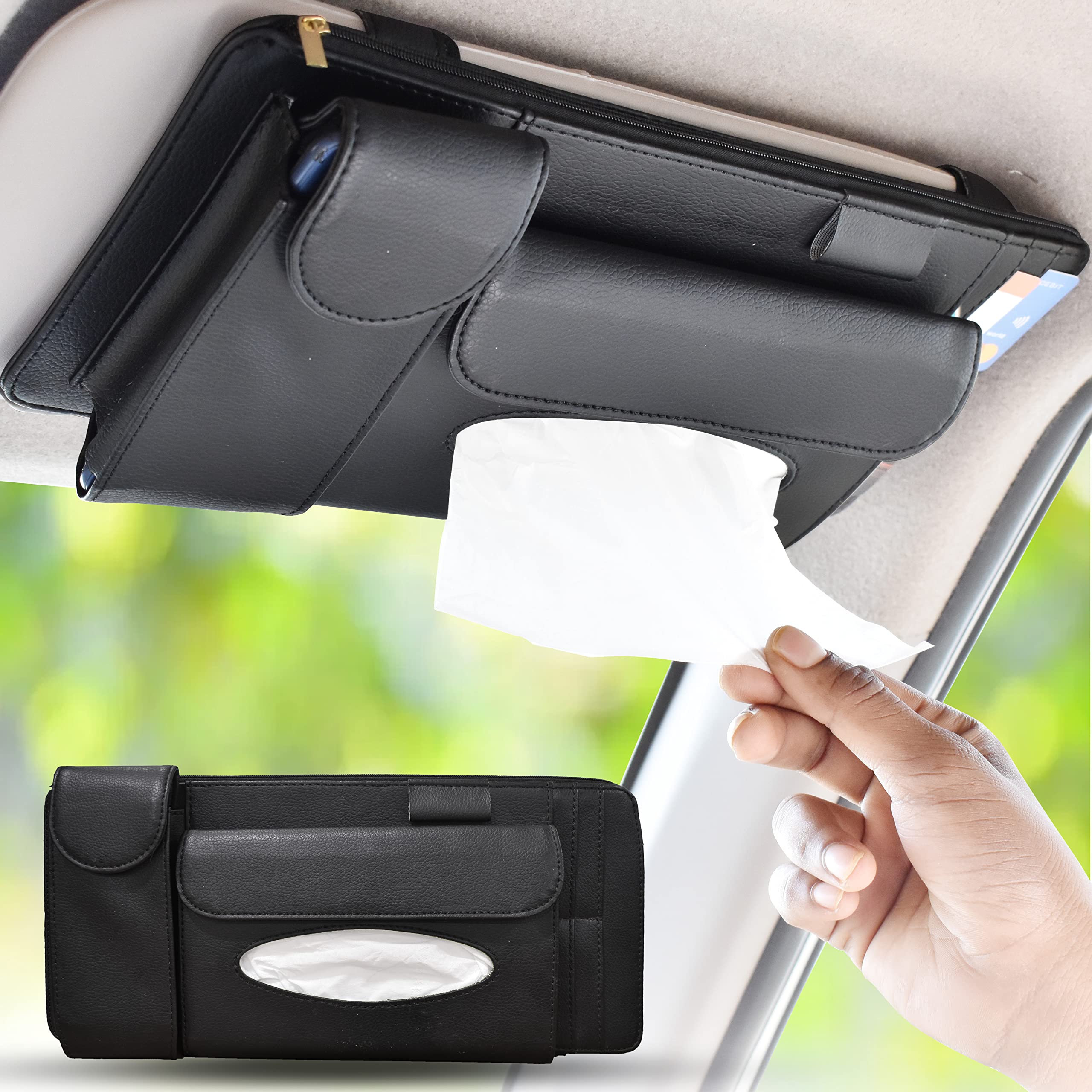 EcoNour Sun Visor Organizer with tissue holder for car and truck