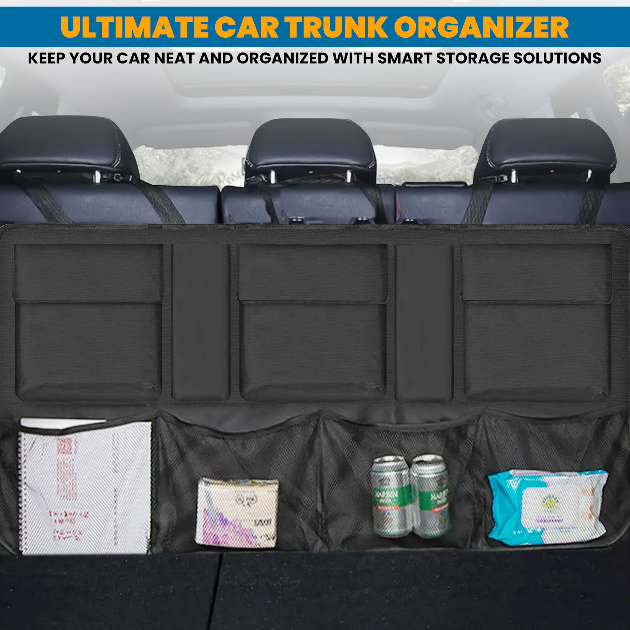 Foldable Backseat Trunk Organizer with waterproof design