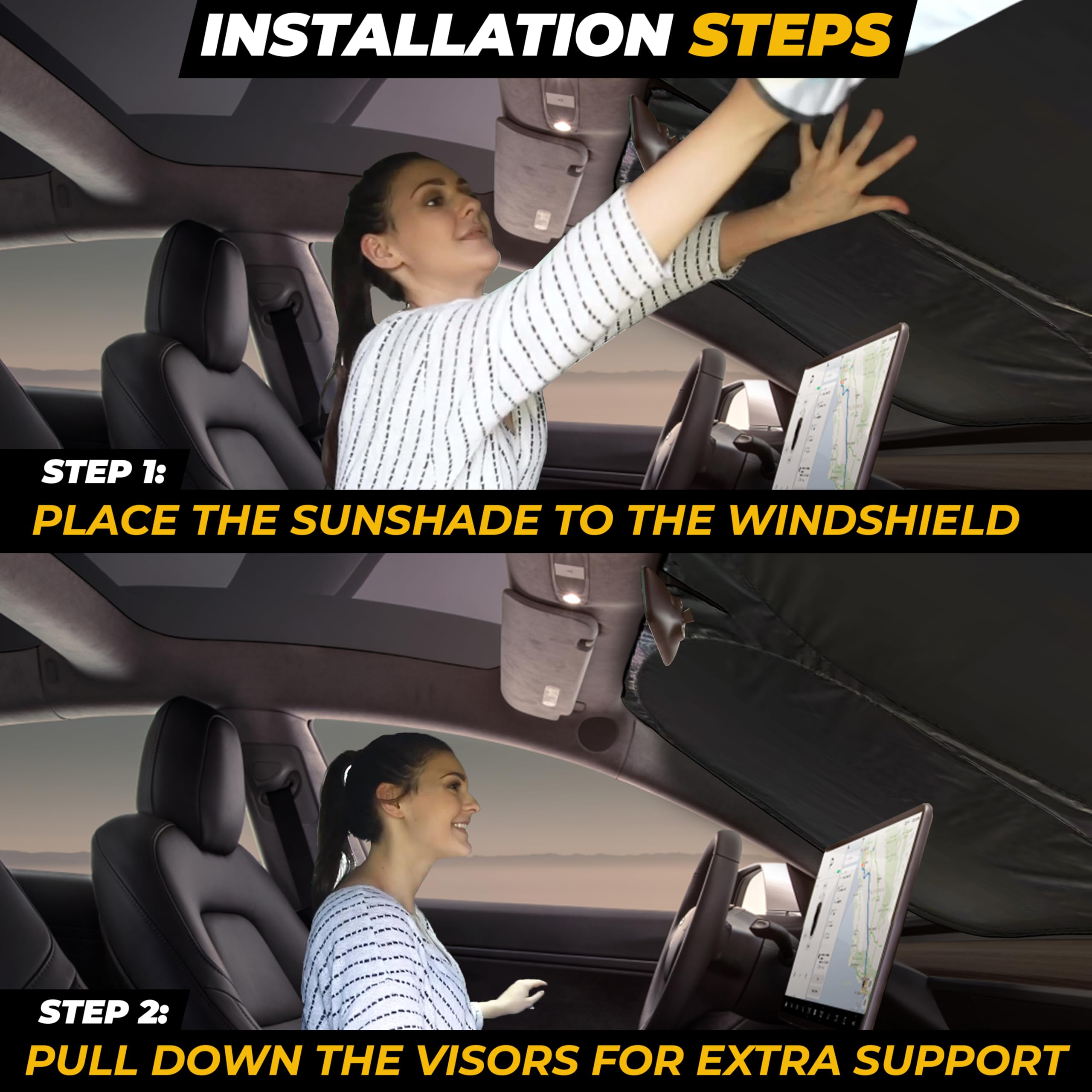 Tesla Windshield Sun Shade for Model(3/Y)(2016–2025) – XX-Large 56