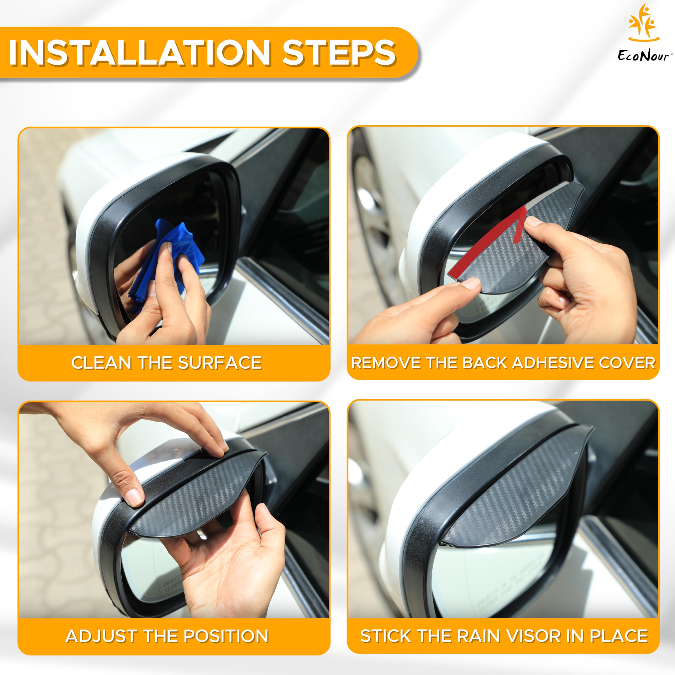 Car blind spot mirrors 2 pack EcoNour HD convex round mirror accessory