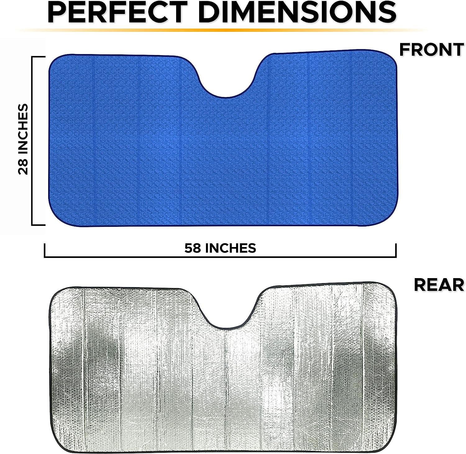 Accordion Car Windshield Sun Shade Blue EcoNour Reflective UV Protection