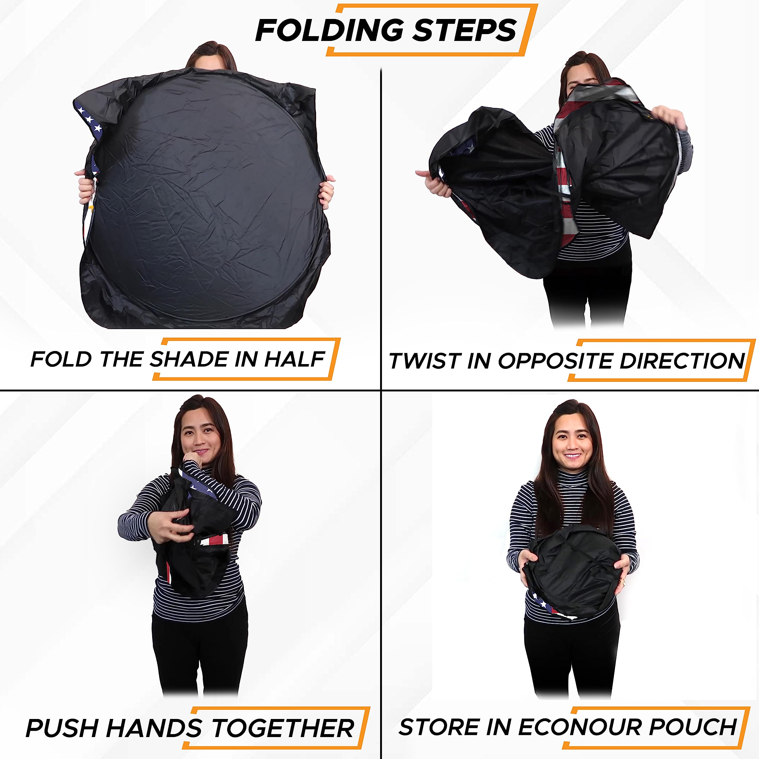 EcoNour reflective American Flag Windshield Sun Shade for interior cooling