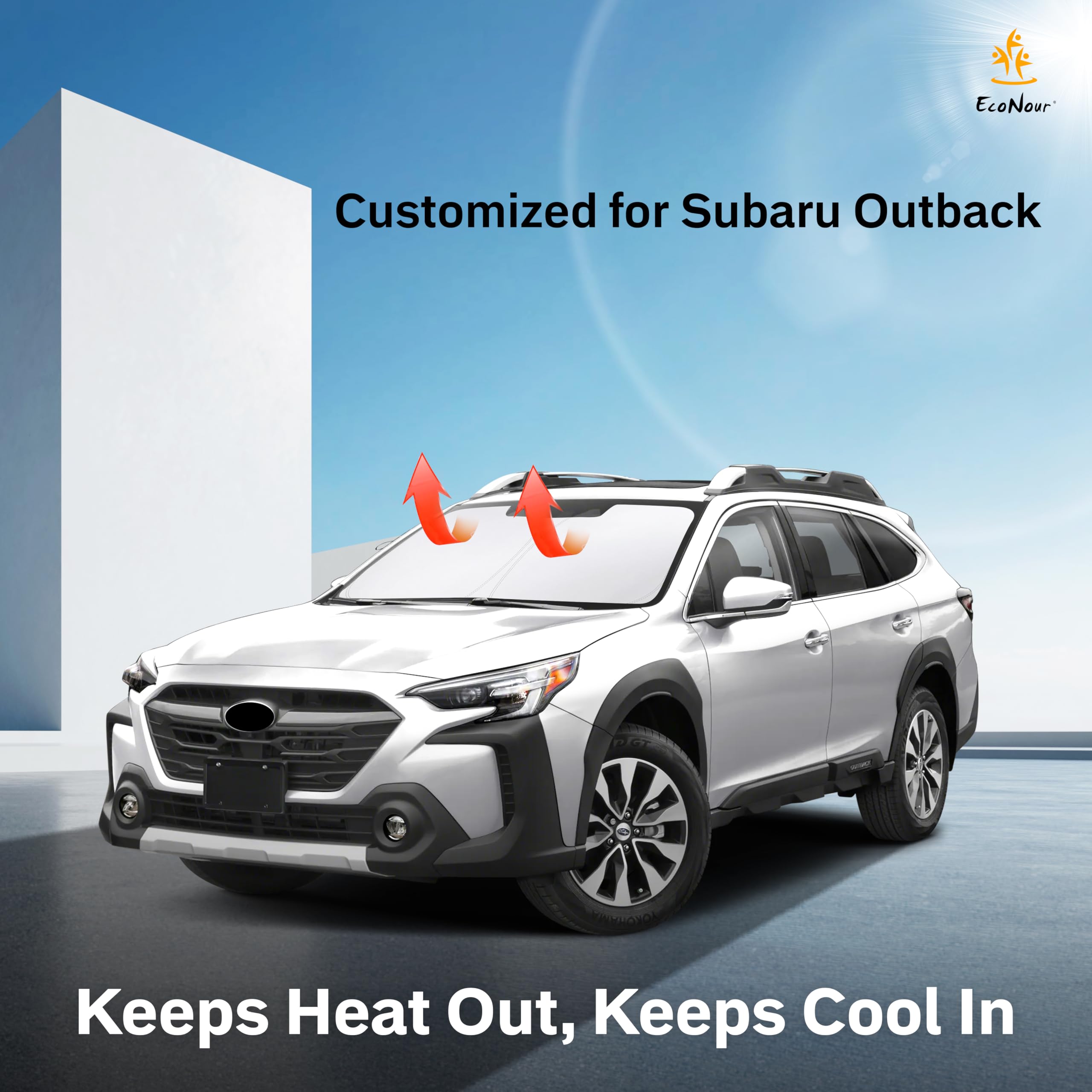 EcoNour Subaru Outback Windshield Sunshade keeps car interior cool