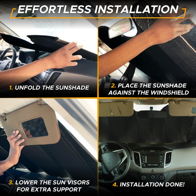 Accordion Car Windshield Sunshade 26x56 EcoNour Keeps Interior Cool