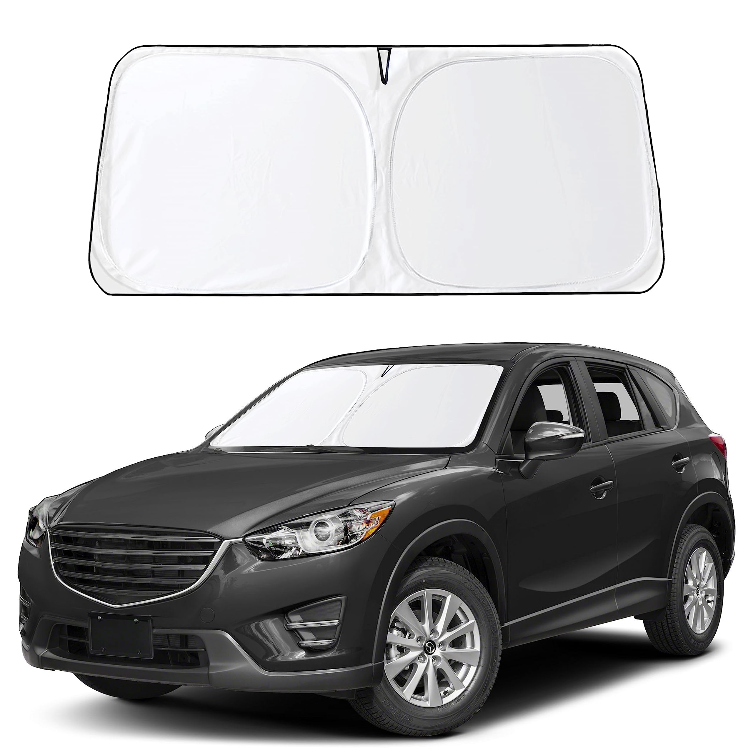 EcoNour Mazda CX-5 Windshield Sunshade (2017–2025) | Foldable Car Sun Shade Blocks UV Rays & Heat
