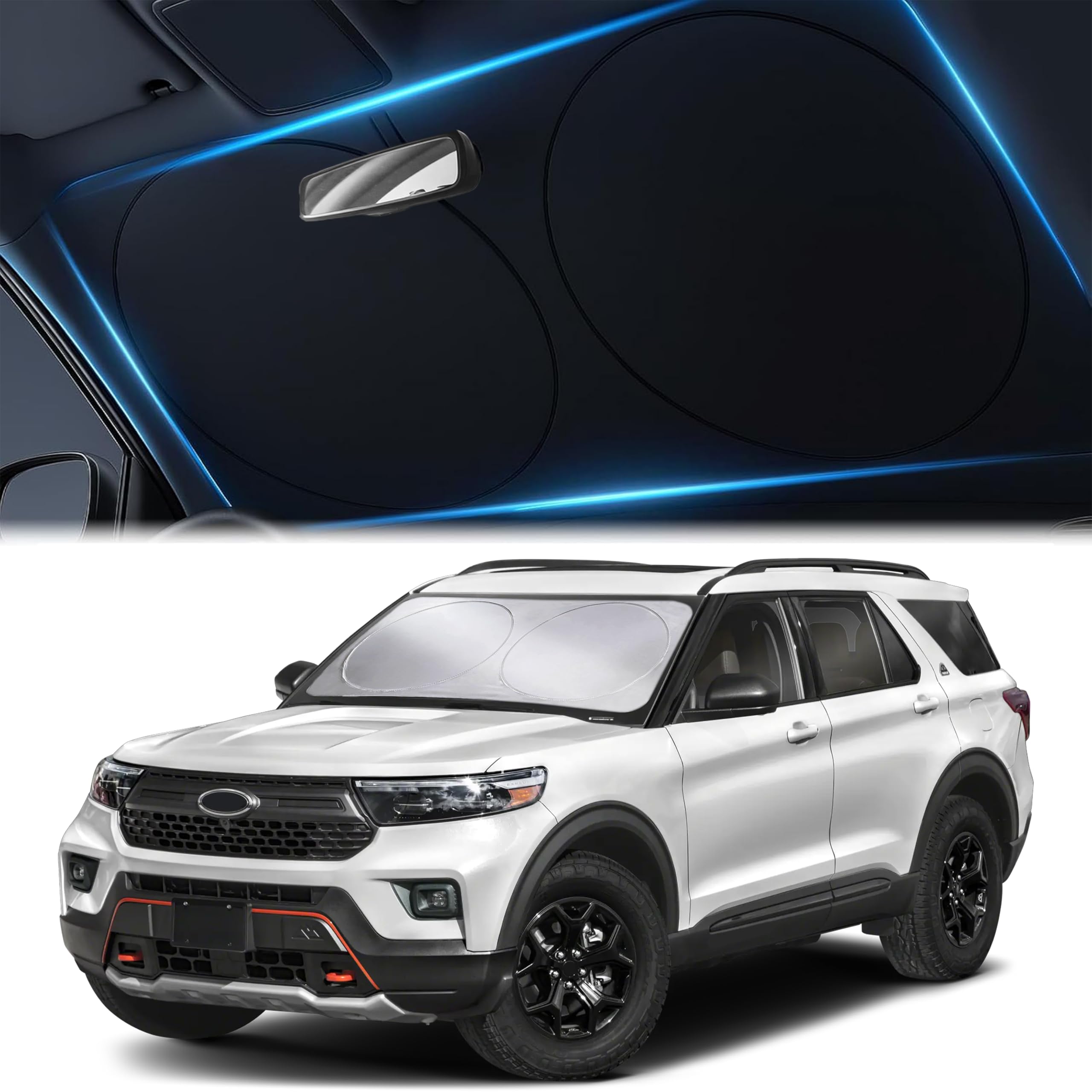 Foldable Windshield Sun Shade for Car – EcoNour 240T Reflective UV & Heat Shield with Storage Bag