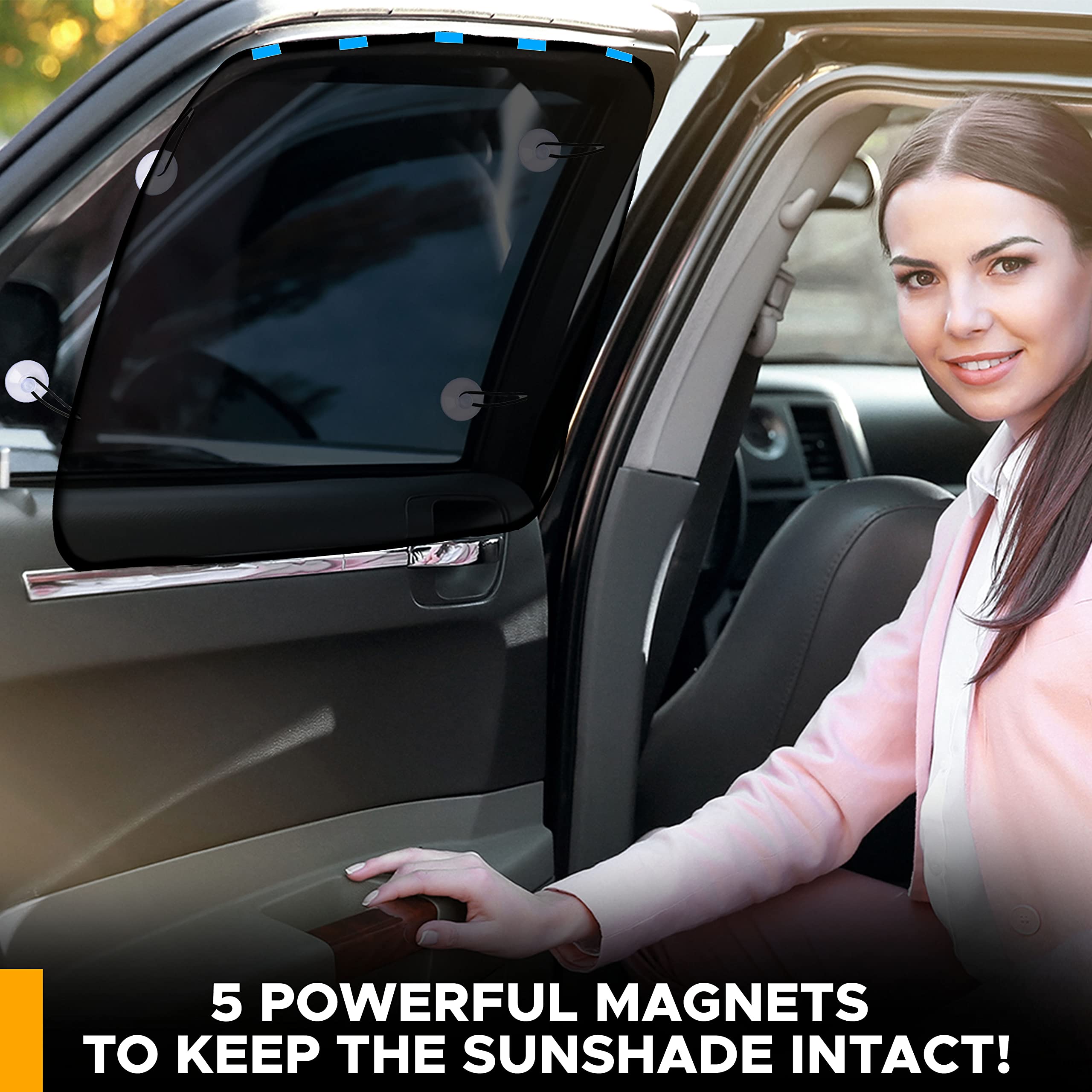 EcoNour Magnetic Car Side Window Sun Shade provides privacy and sun safety.