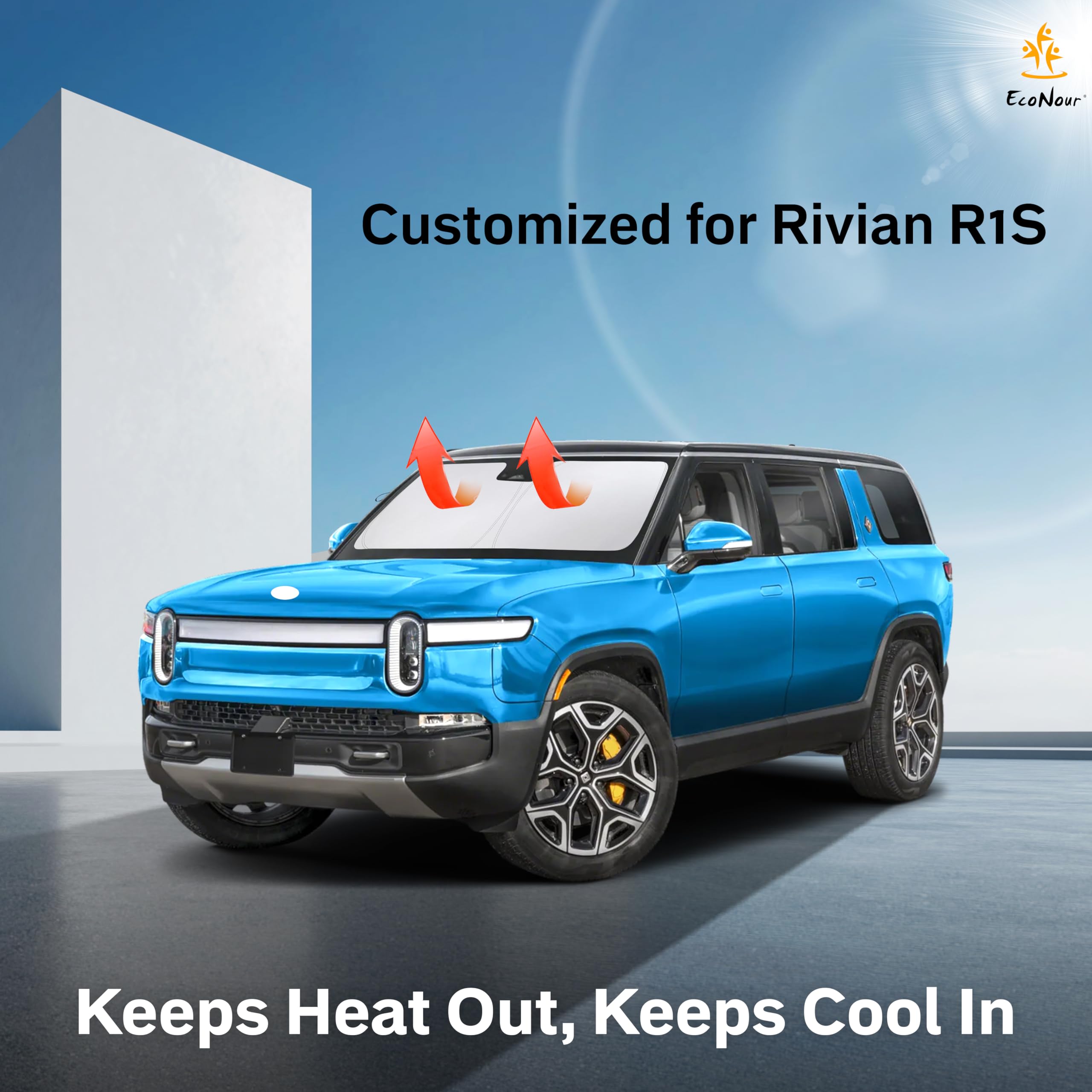 Rivian R1S Windshield Sunshade – Foldable 240T visor protects interior.